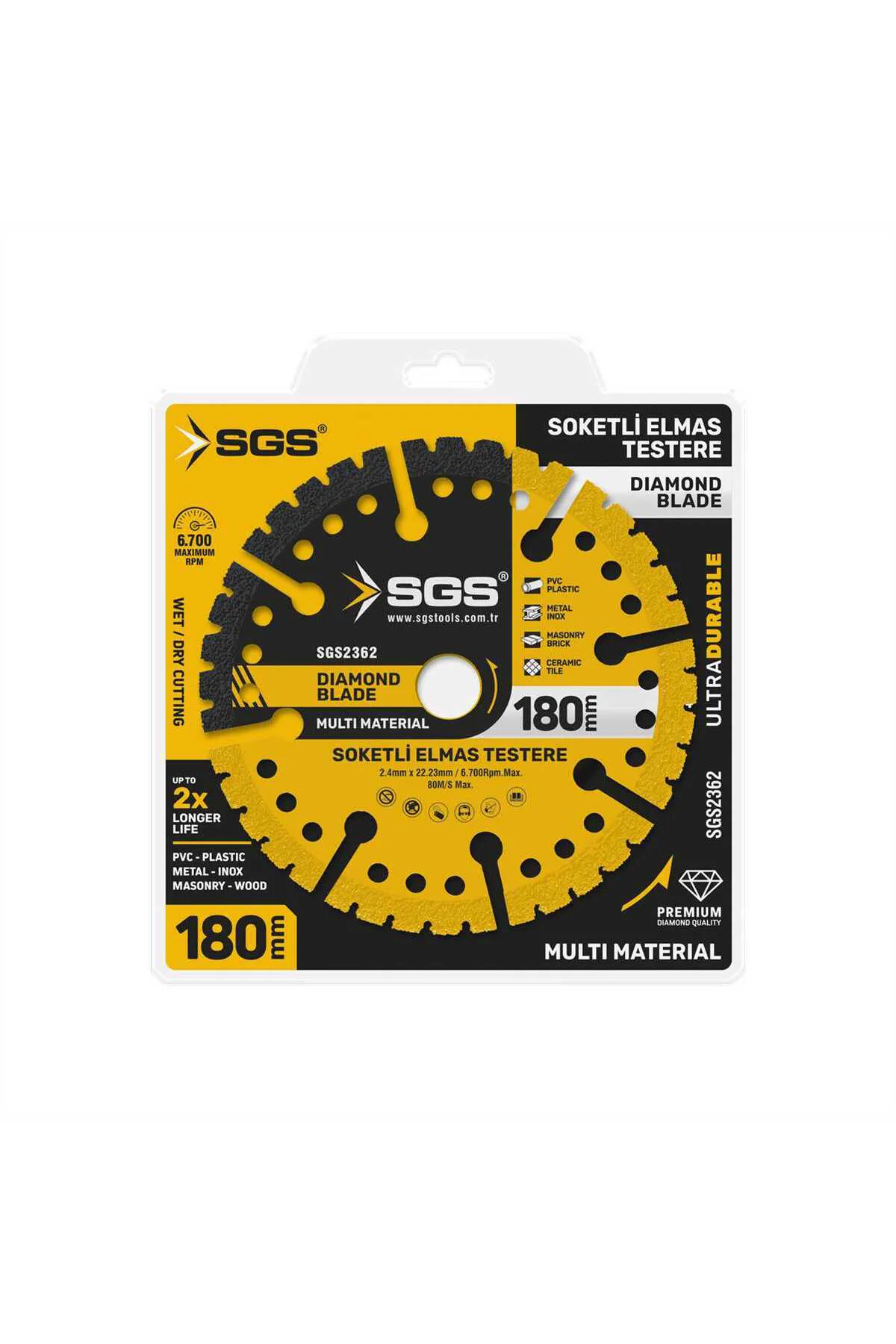 Çok Amaçlı Multi-Material Elmas Kesme Diski 180 mm SGS2362 Çok Amaçlı Multi-Material Elmas Kesme Diski 180 mm SGS2362