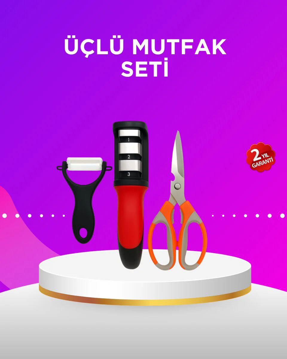 Çok Amaçlı Mutfak Makası Seti – 3 Parçalı Paslanmaz Çelik ve Ergonomik Çözüm