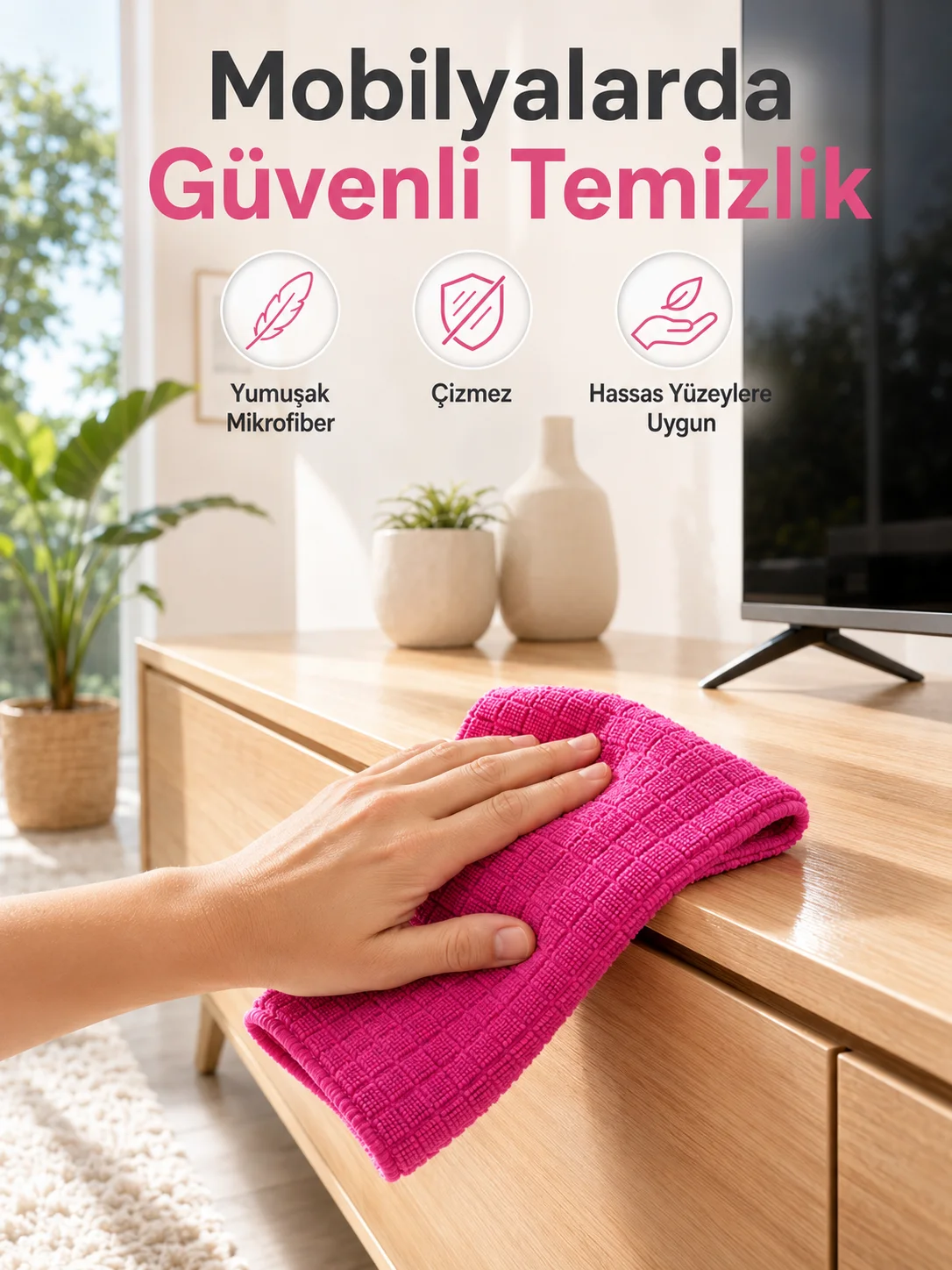 Çok Amaçlı Pembe Mikrofiber Bez Çizmeden Etkili Yüzey Temizliği Fiyatı, Yorumları ve Özellikleri