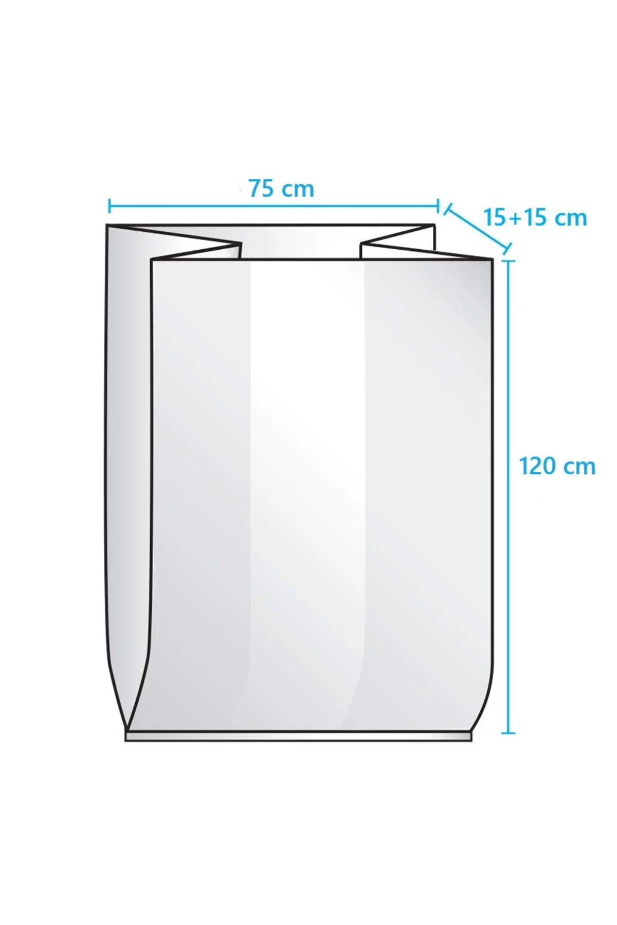 Çok Amaçlı Plastik Taşıma Torbası 75x(15+15)x120cm Şeffaf Renk (5