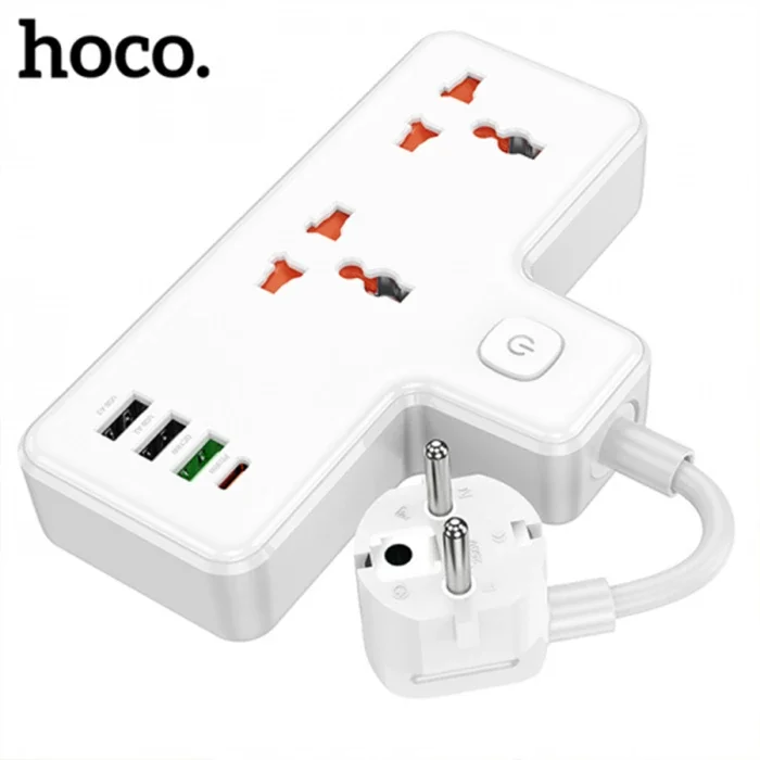 Çok Amaçlı Priz Çoğaltıcı 2500W 2 Priz + 3 USB + 30W Type-C - Hızlı Şarj ve Koruma
