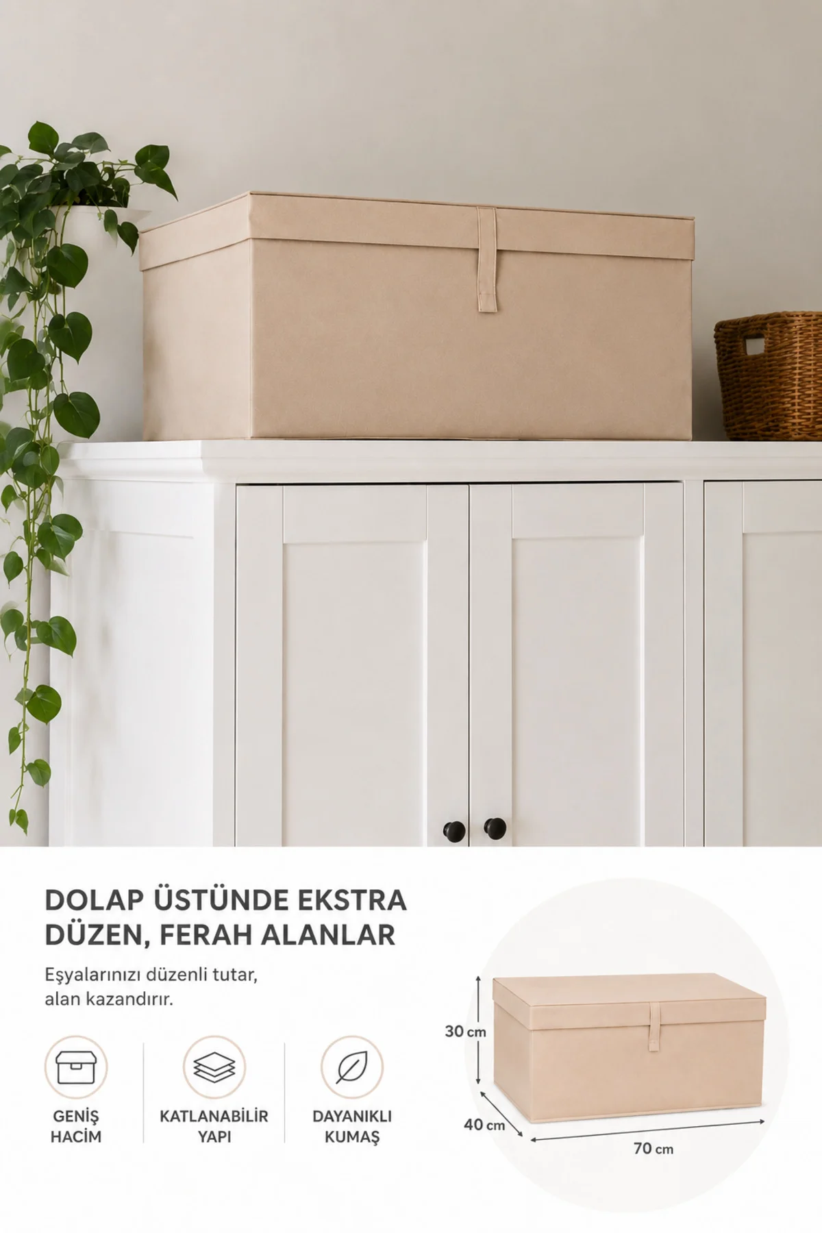 Çok Amaçlı Saklama Kutusu Düzenleyici Kapaklı Sandık Tipi Kutu Hurç Organizer 3 Lü Set Mega Plus