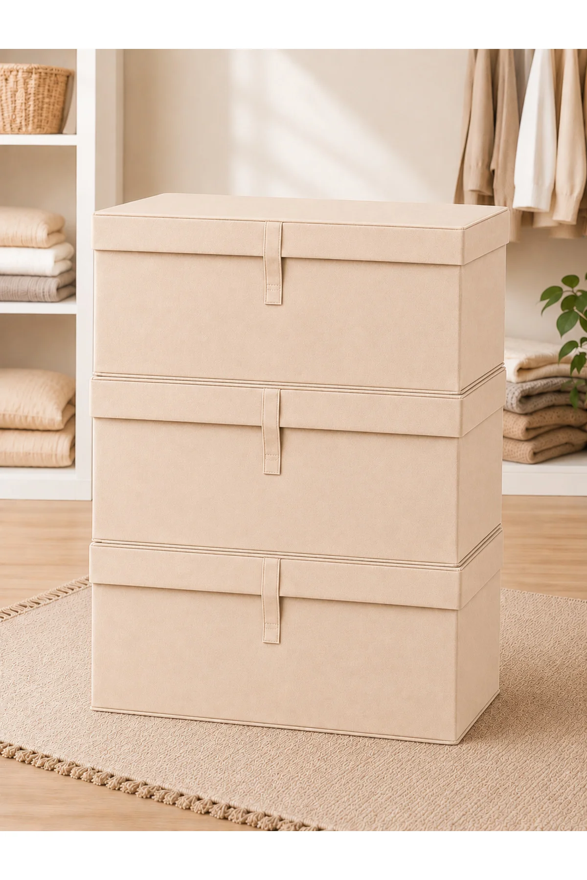 Çok Amaçlı Saklama Kutusu Düzenleyici Kapaklı Sandık Tipi Kutu Hurç Organizer 3 Lü Set Mega Plus