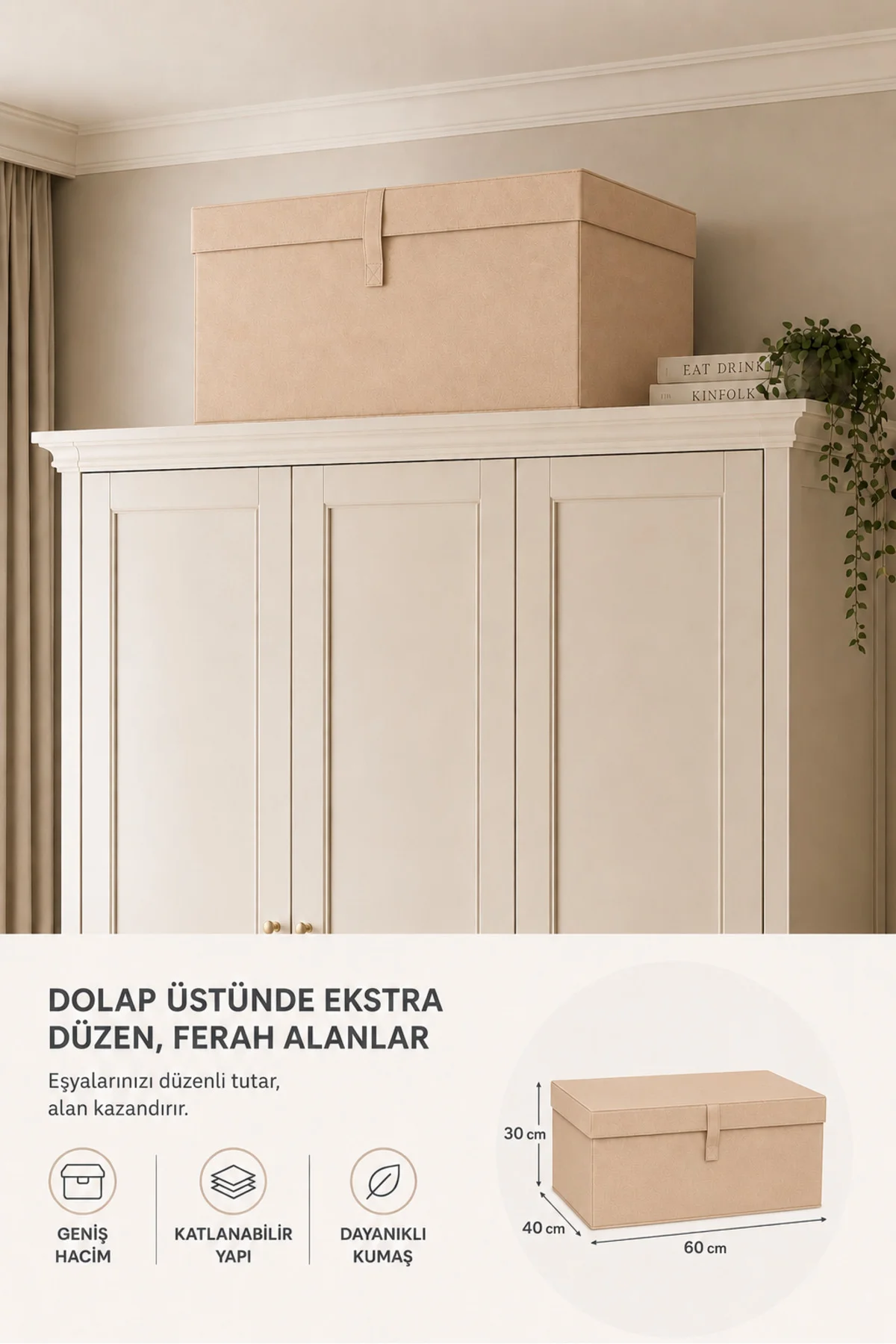 Çok Amaçlı Saklama Kutusu Düzenleyici Kapaklı Sandık Tipi Kutu Hu