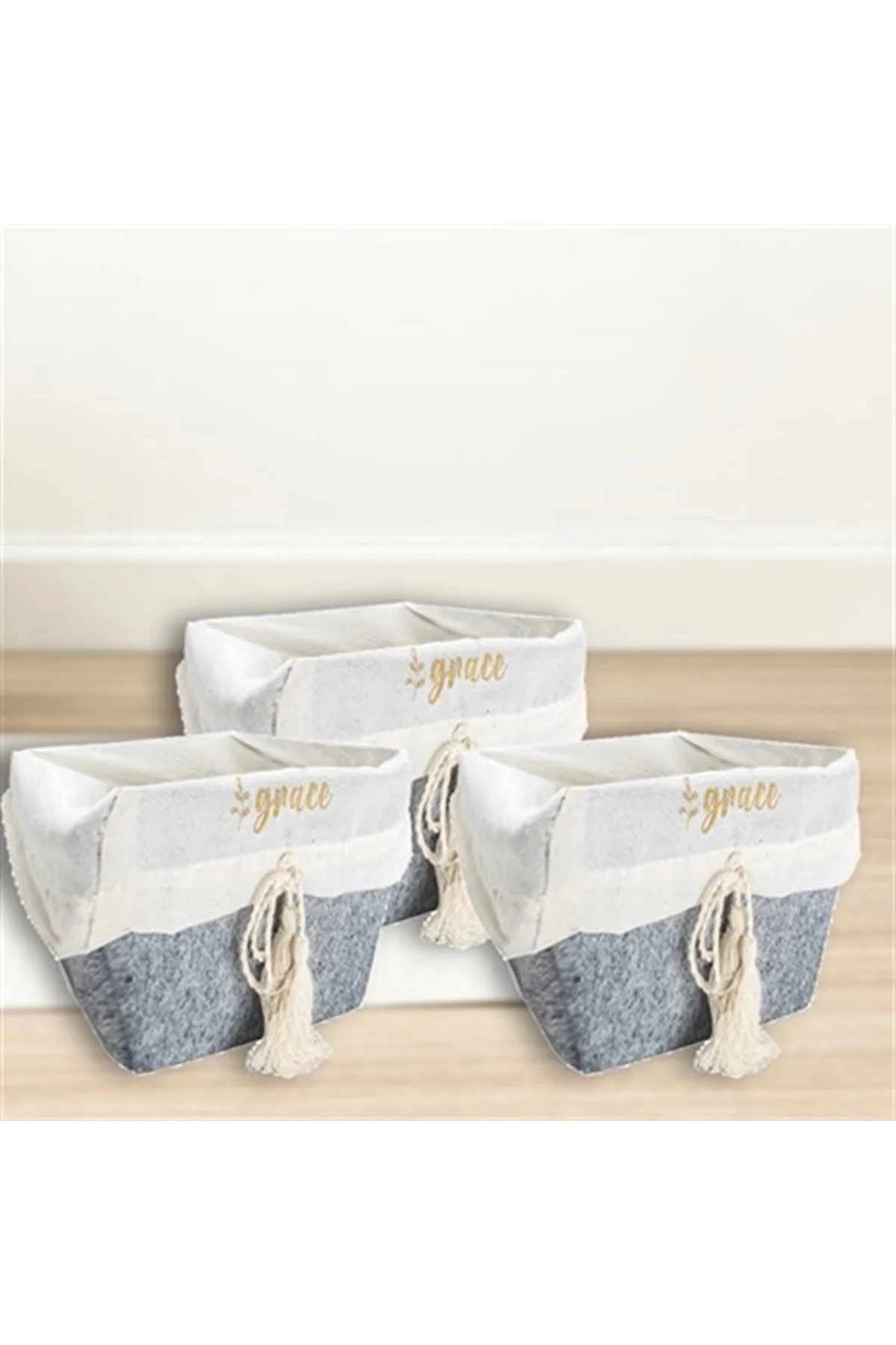 Çok Amaçlı Saklama Organizer Kutu Kare Keçe Sepet (3 Boy)