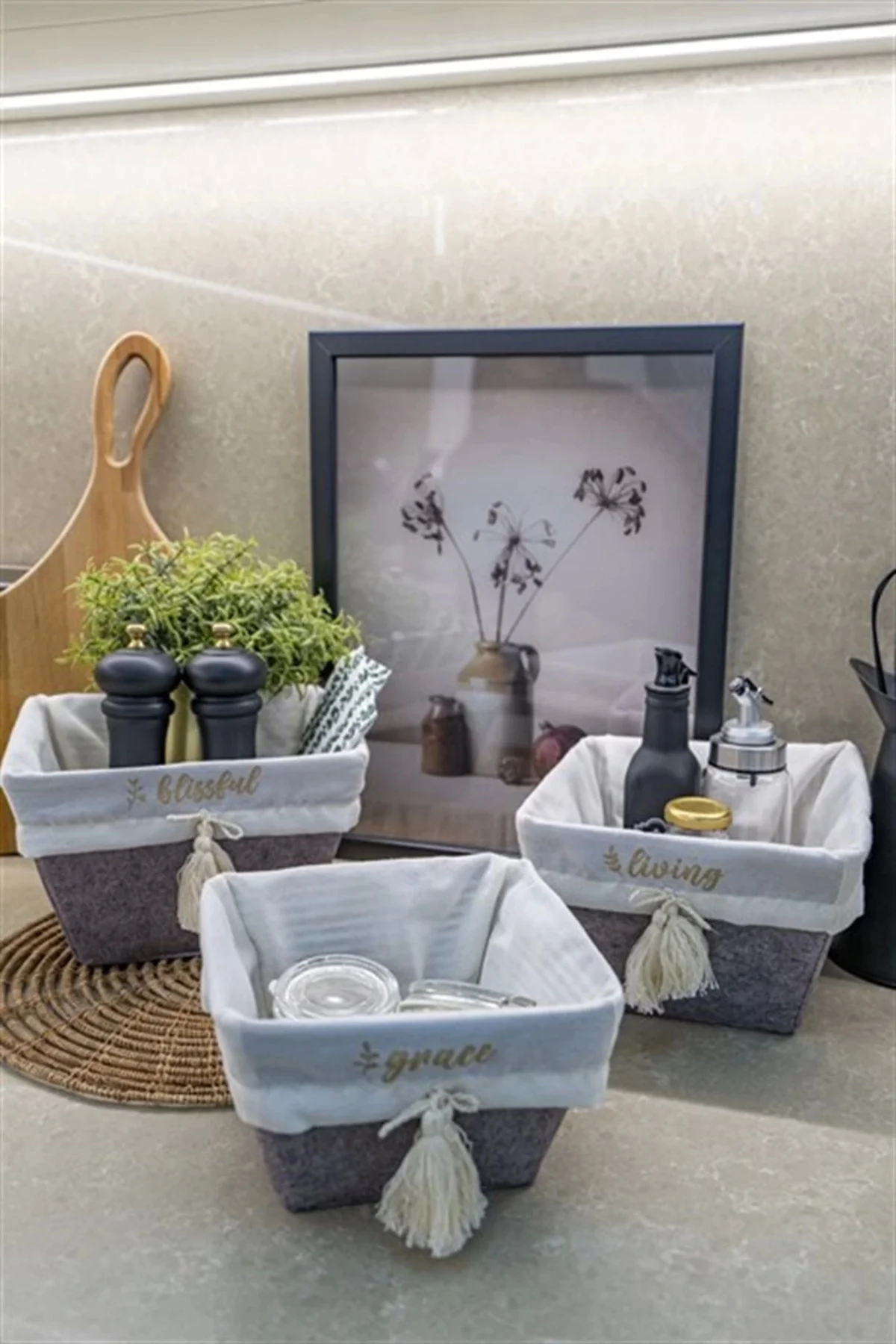 Çok Amaçlı Saklama Organizer Kutu Kare Keçe Sepet (mini) - 03433 