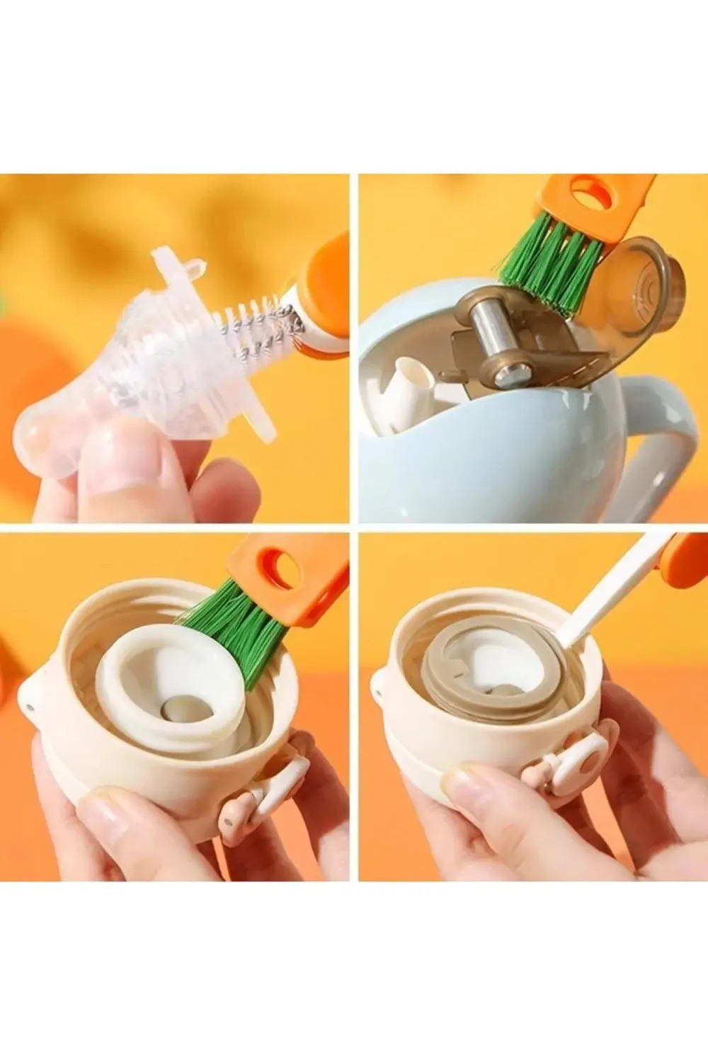 Çok Amaçlı Şişe Kapak Temizleme Fırçası Çift Taraflı Mini Detay T