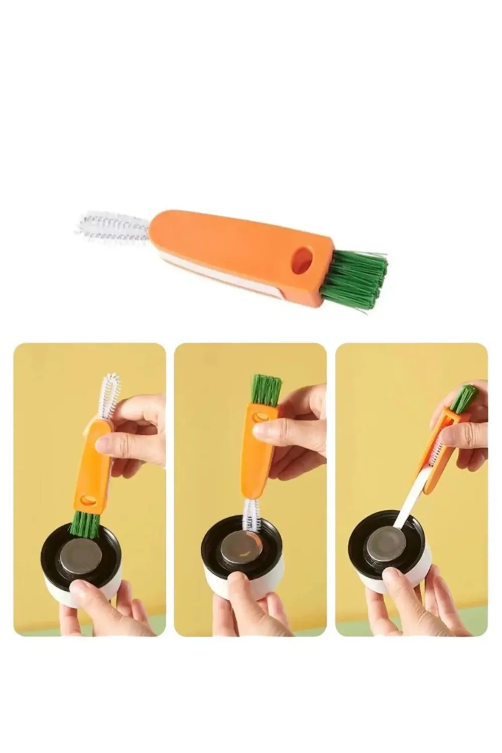 Çok Amaçlı Şişe Kapak Temizleme Fırçası Çift Taraflı Mini Detay T