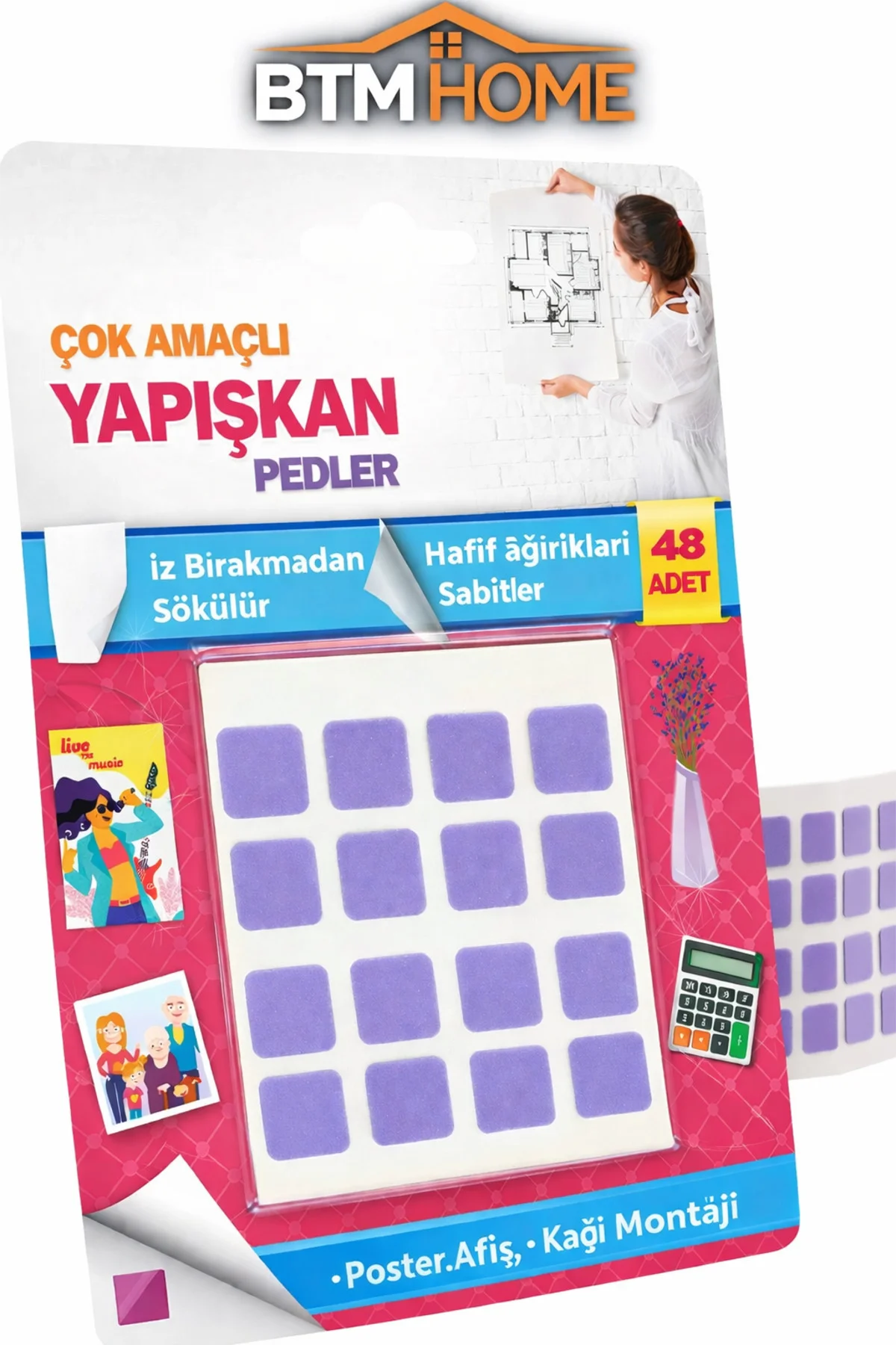 Çok Amaçlı Yapışkan Ped 48 Adet Çift Taraflı Güçlü Sabitleyici Çok Amaçlı Yapışkan Ped 48 Adet Çift Taraflı Güçlü Sabitleyici
