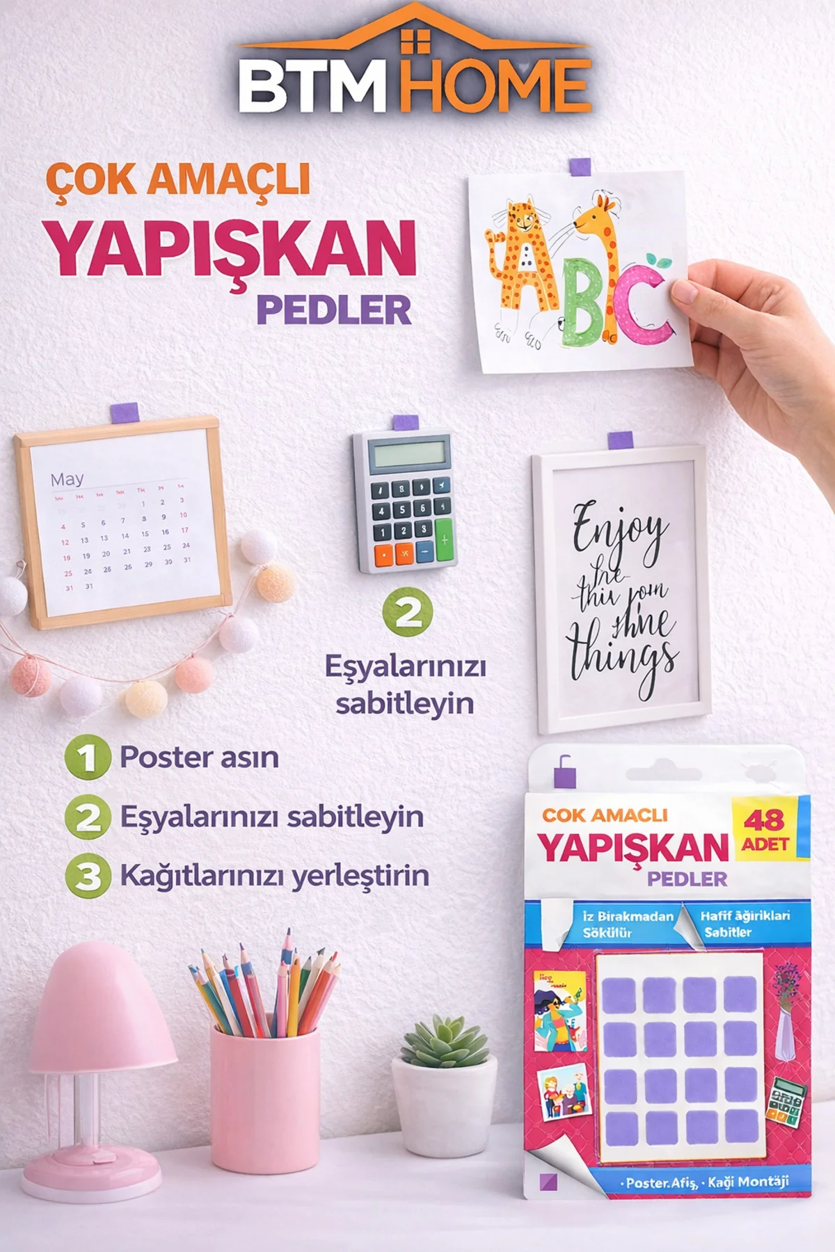Çok Amaçlı Yapışkan Ped 48 Adet Çift Taraflı Güçlü Sabitleyici Çok Amaçlı Yapışkan Ped 48 Adet Çift Taraflı Güçlü Sabitleyici