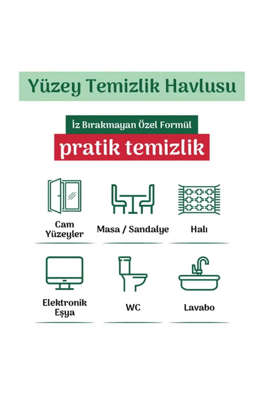 Çok Amaçlı Yüzey Temizlik Havlusu Mendili Beyaz Sabun Kokulu 96'l