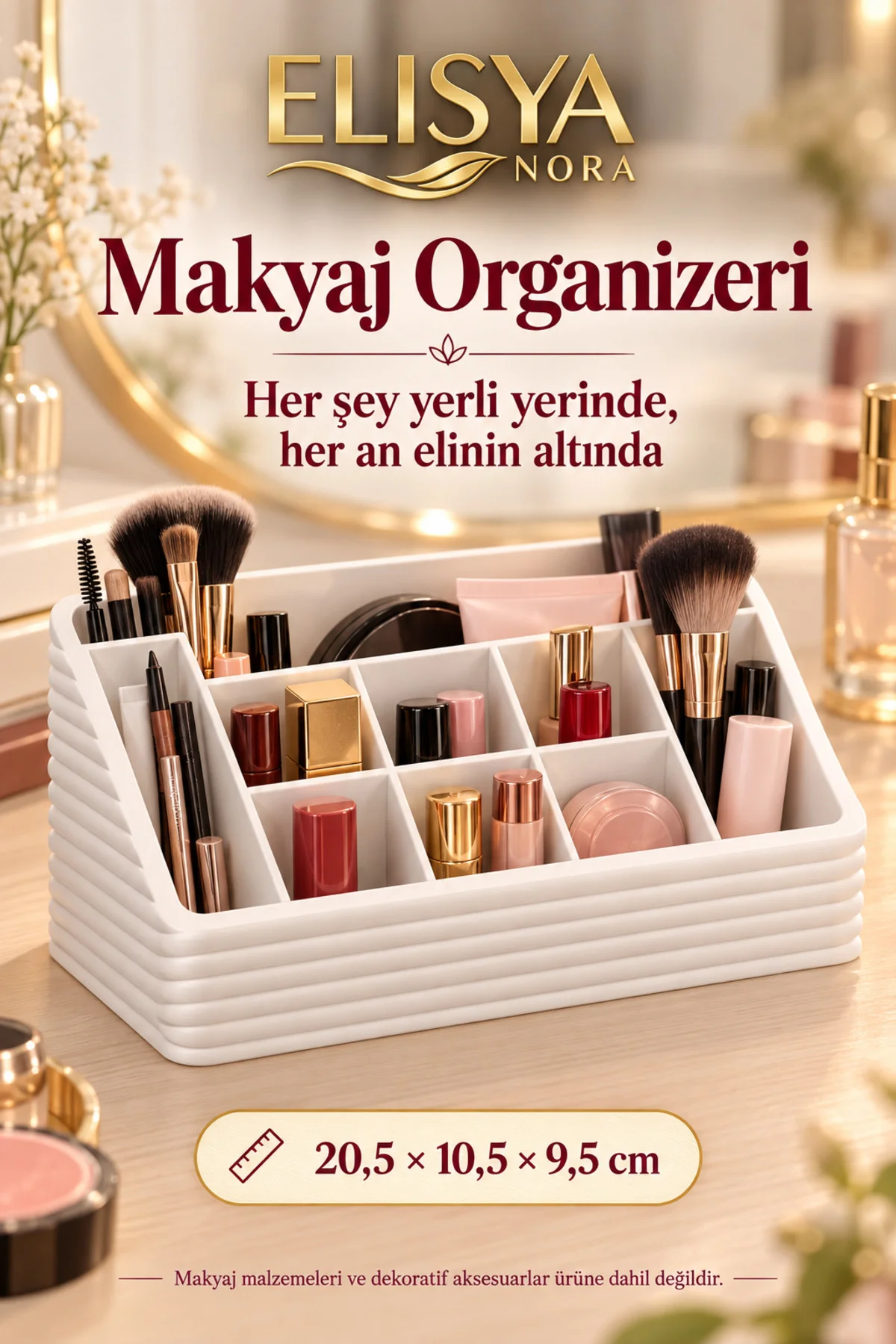 Çok Bölmeli Makyaj Organizeri Ruj Fırça ve Kozmetik Düzenleyici - Görsel 3
