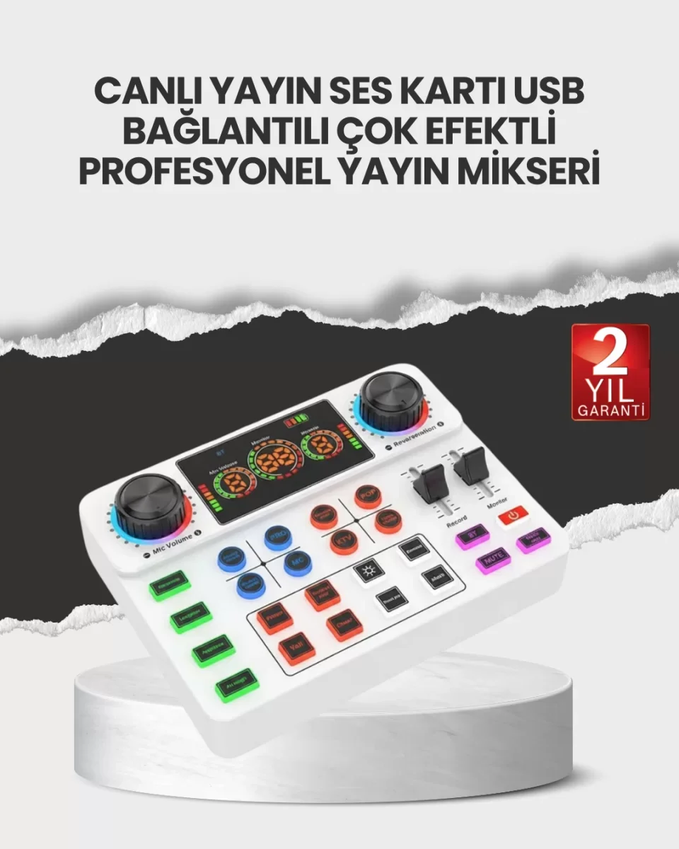 Çok Efektli Canlı Yayın Ses Mikseri USB ve Kablosuz Uyumlu - Lisinya