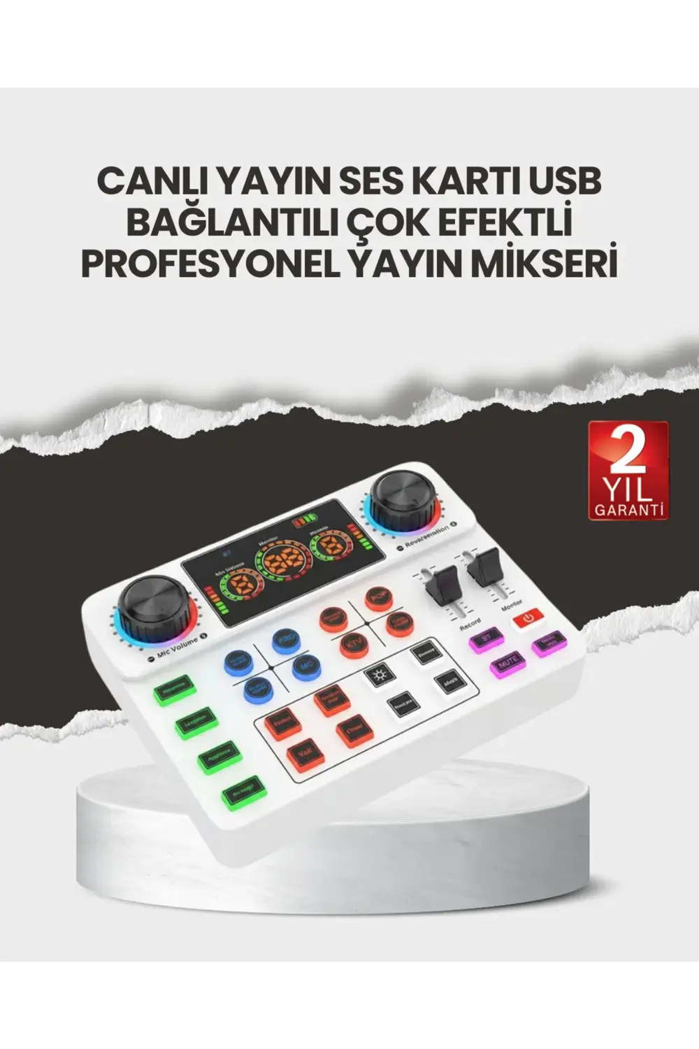 Çok Efektli Canlı Yayın Ses Mikseri USB ve Kablosuz Uyumlu