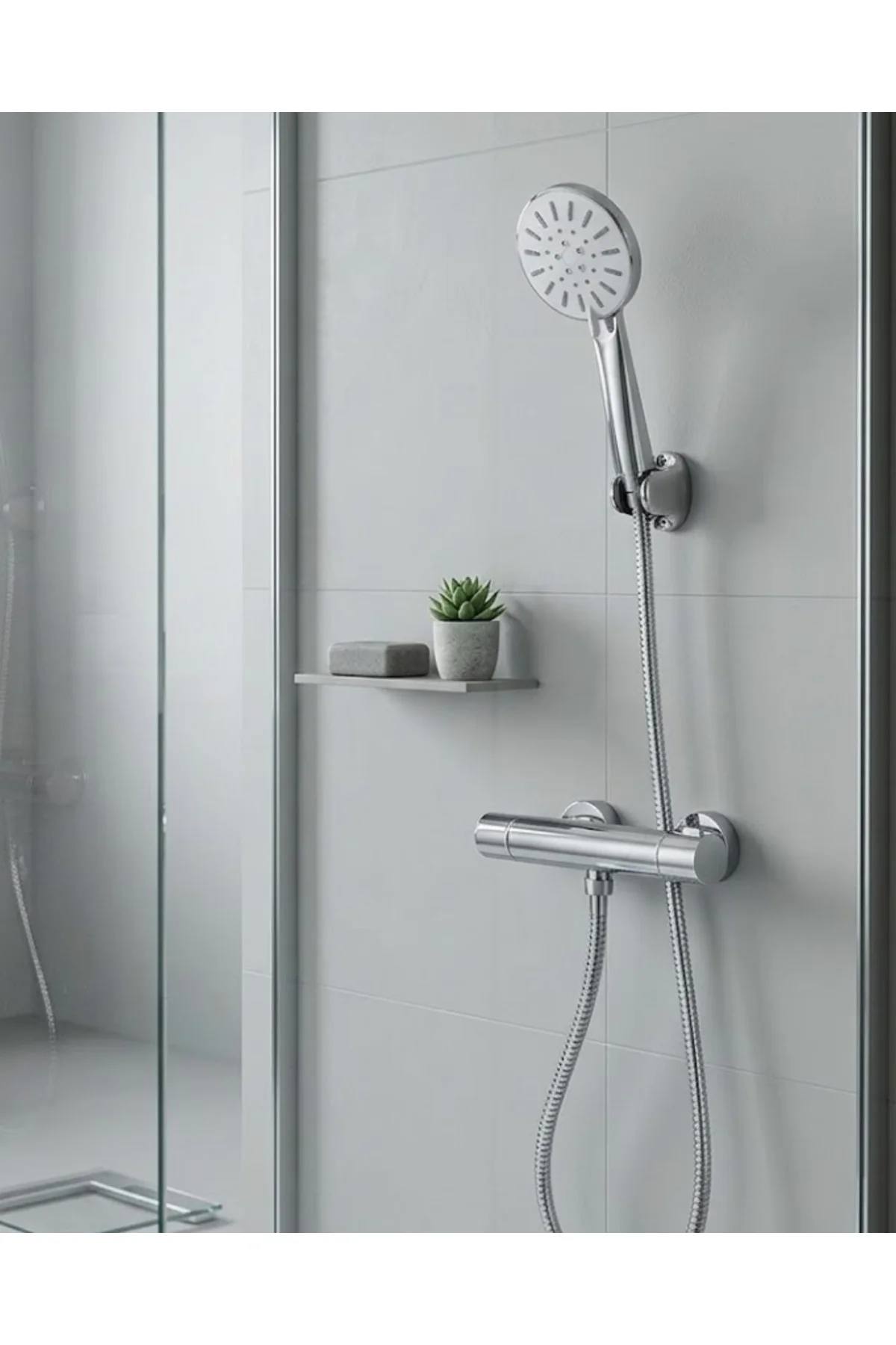 Çok Fonksiyonlu 4 Modlu El Duşu Başlığı Krem Duş Seti Spiral Hort