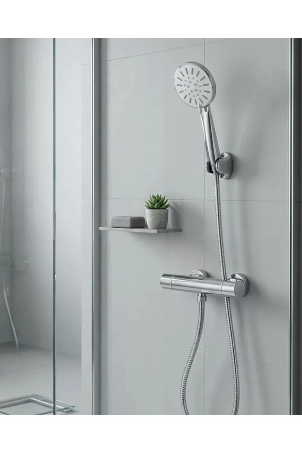 Çok Fonksiyonlu 4 Modlu El Duşu Başlığı Krem Duş Seti Spiral Hort