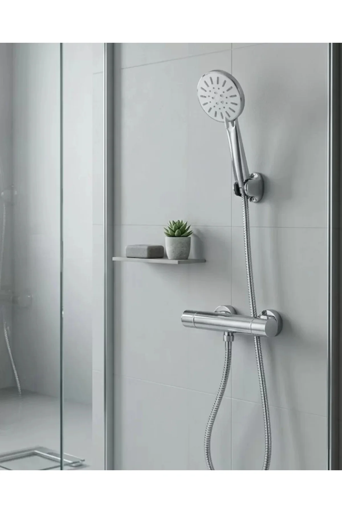 Çok Fonksiyonlu 4 Modlu El Duşu Başlığı Krem Duş Seti Spiral Hort