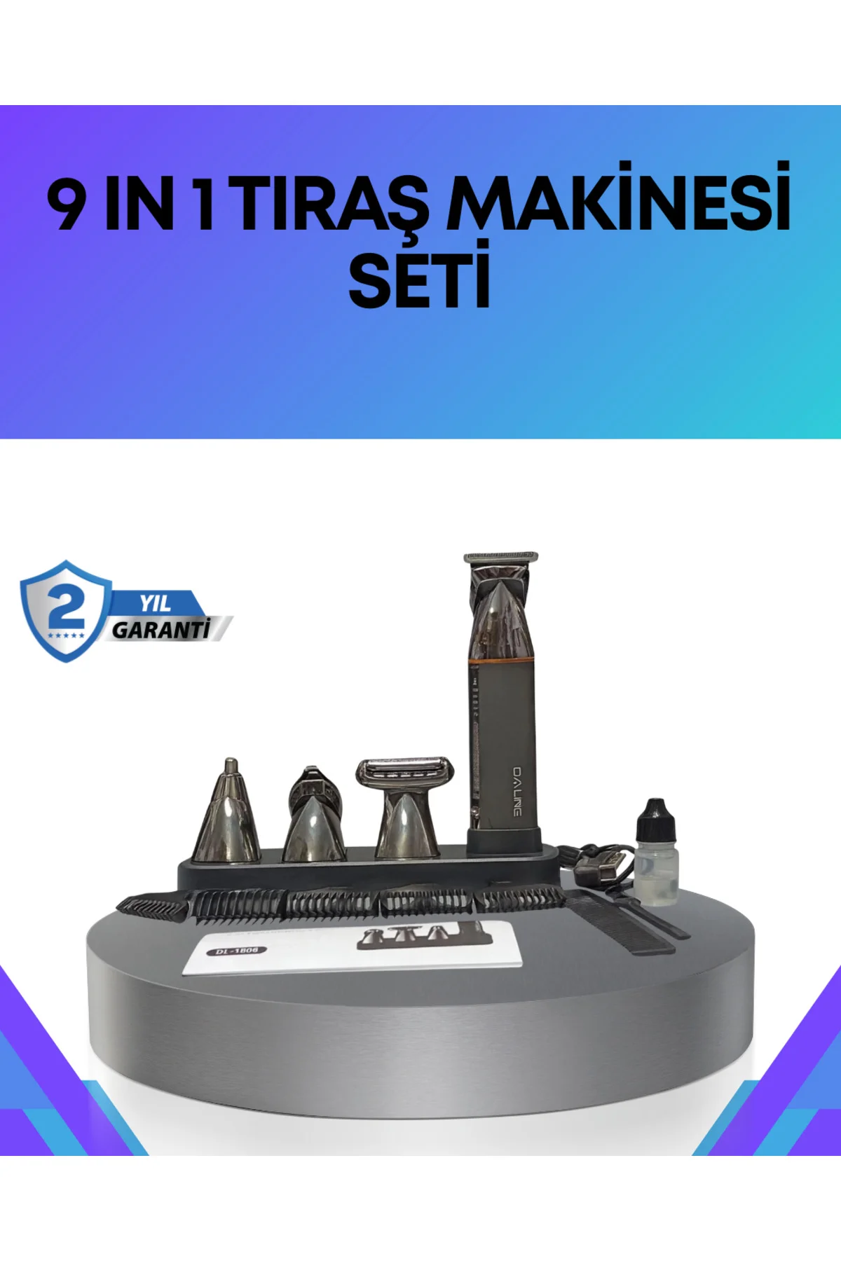 Çok Fonksiyonlu 9’u 1 Arada Tıraş Makinesi Şarjlı Saç Sakal Düzeltici