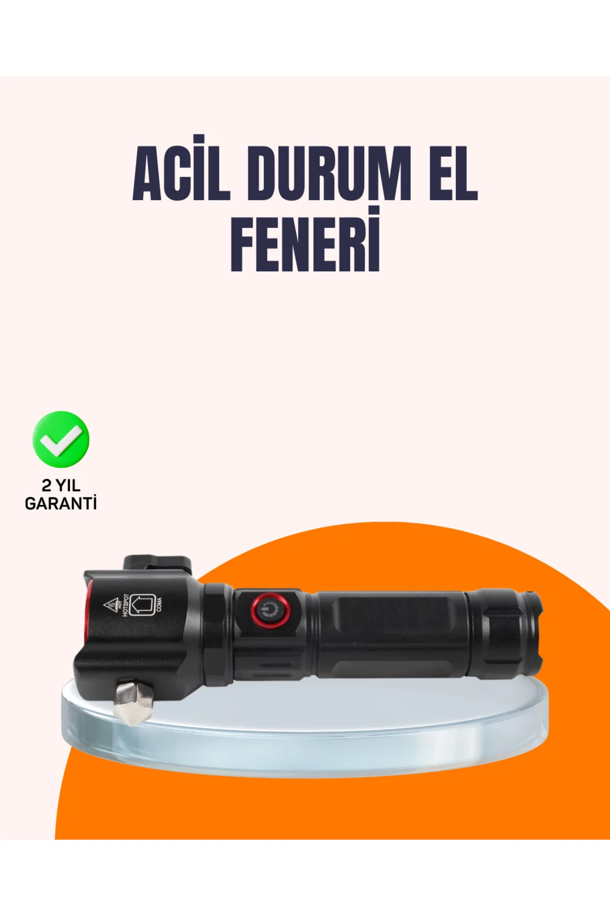 Çok Fonksiyonlu Acil Durum Feneri Yan Işıklı Çekiçli