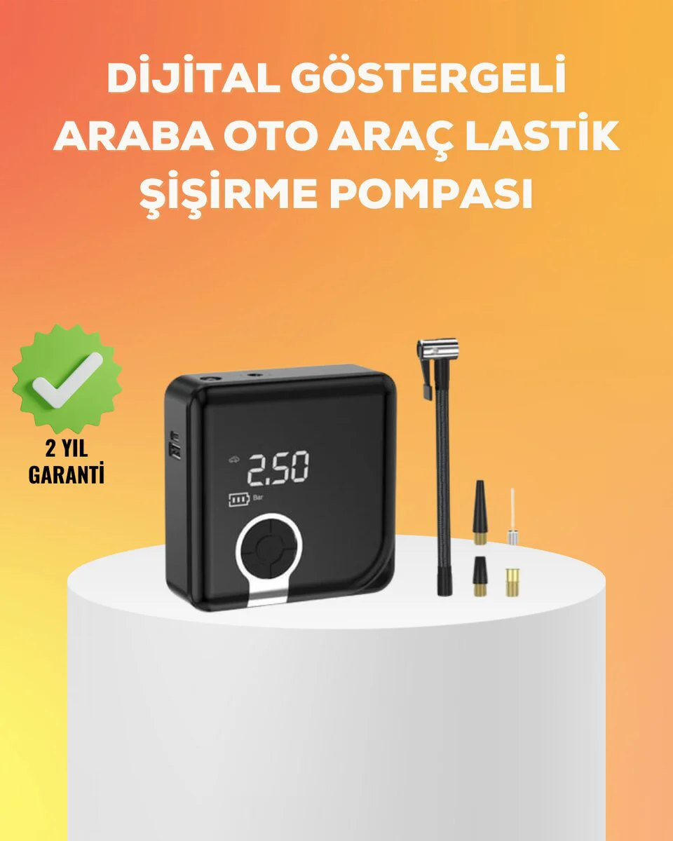 Çok Fonksiyonlu Akıllı Lastik Şişirme Cihazı - 150 PSI Hızlı Şarjlı Kompresör