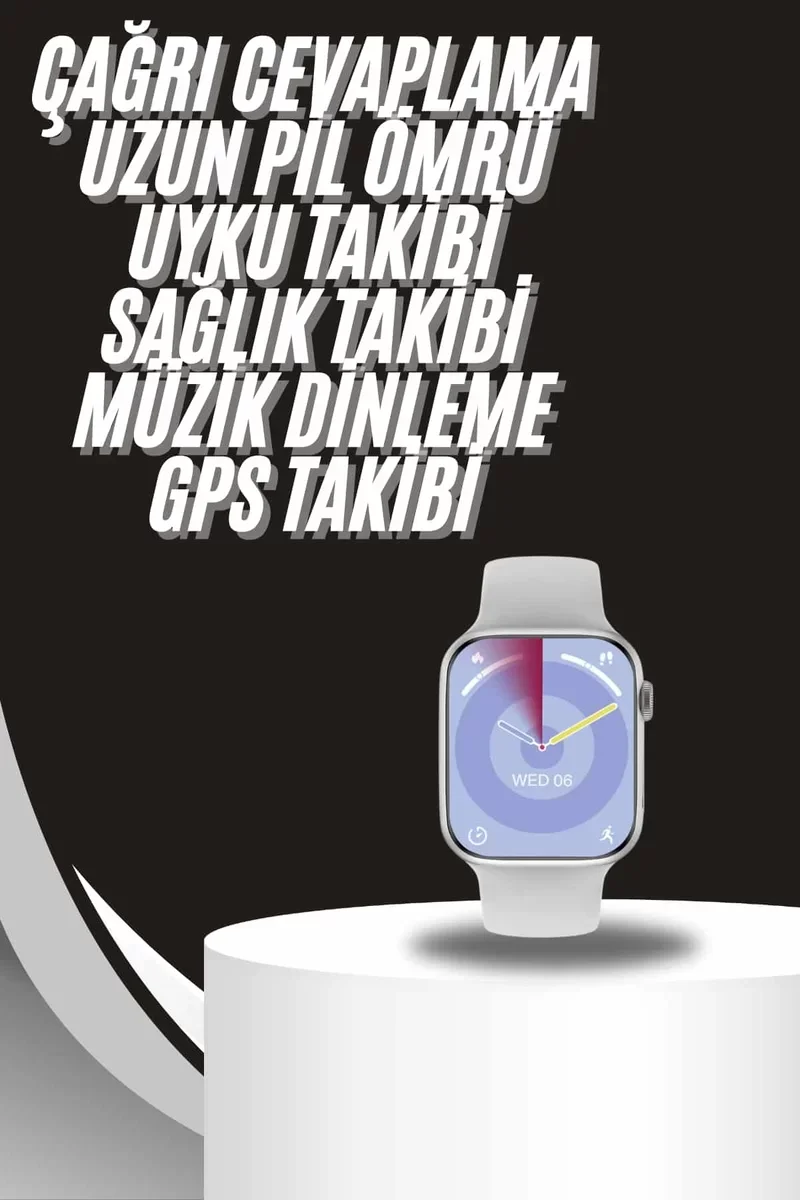 Çok Fonksiyonlu Akıllı Saat Gümüş Kasa Bluetooth Kulaklık Hediyeli Set