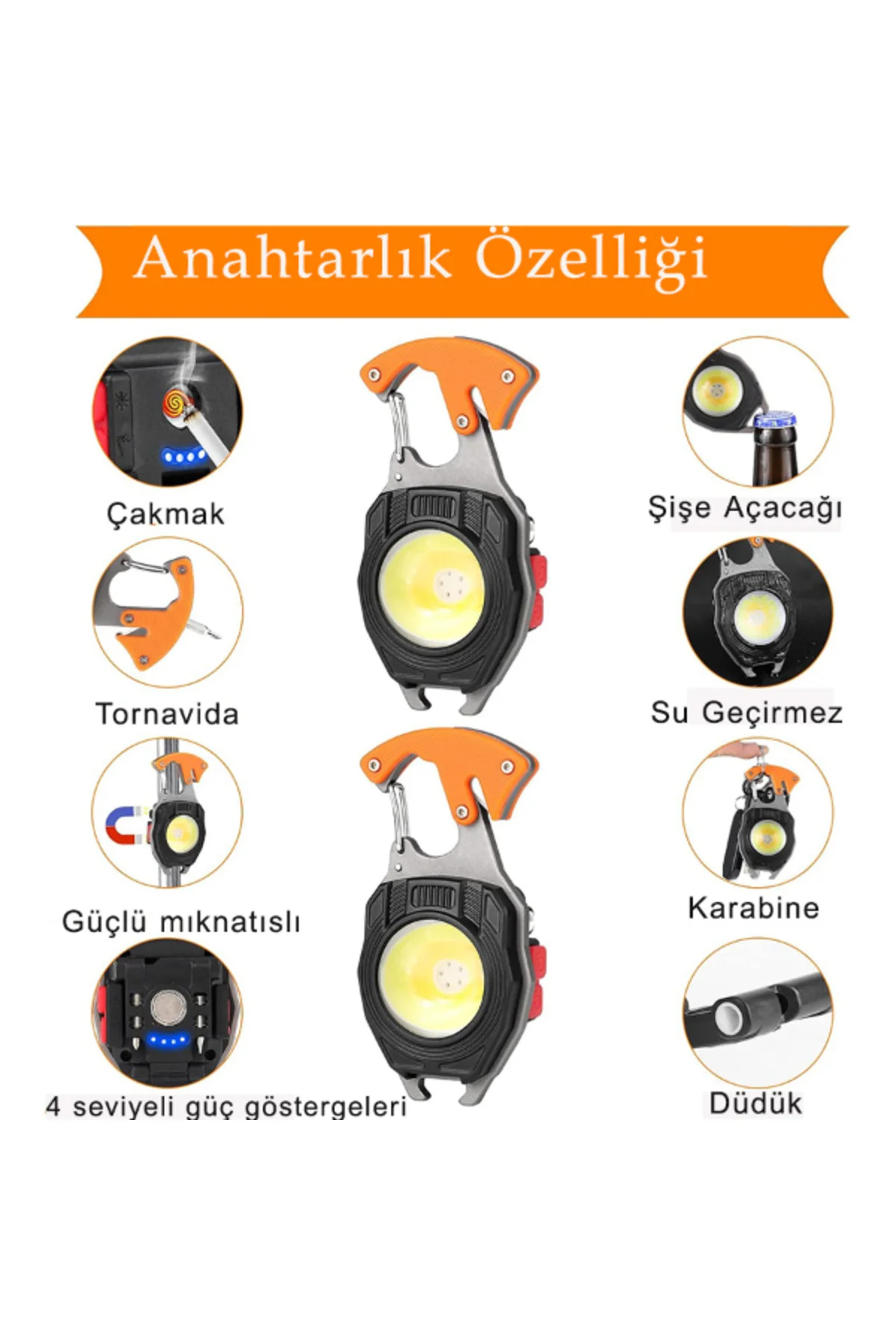 Çok Fonksiyonlu Anahtarlık Kamp Lambası - Görsel 3