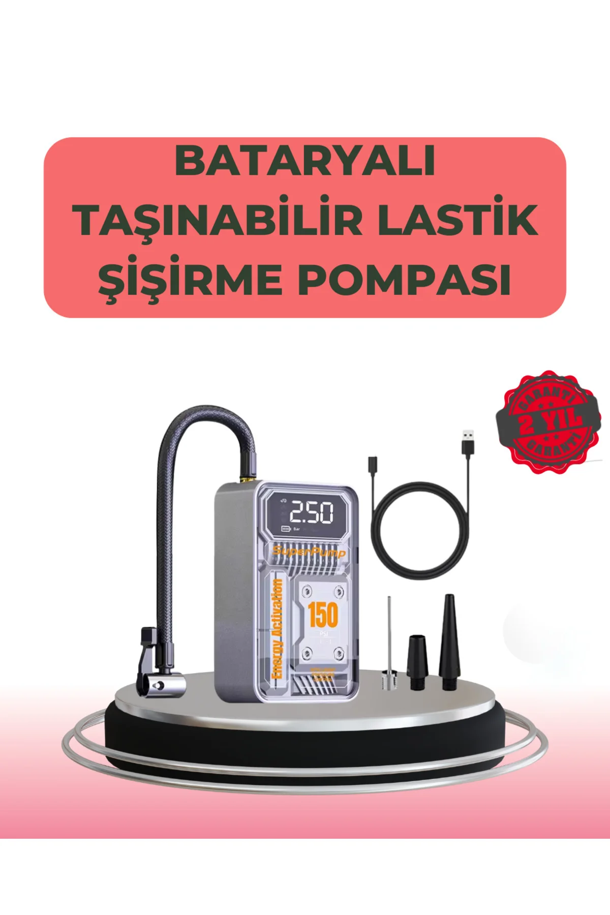 Çok Fonksiyonlu Araç, Bisiklet, Top Uyumlu Elektrikli Hava Pompası Çok Fonksiyonlu Araç, Bisiklet, Top Uyumlu Elektrikli Hava Pompası