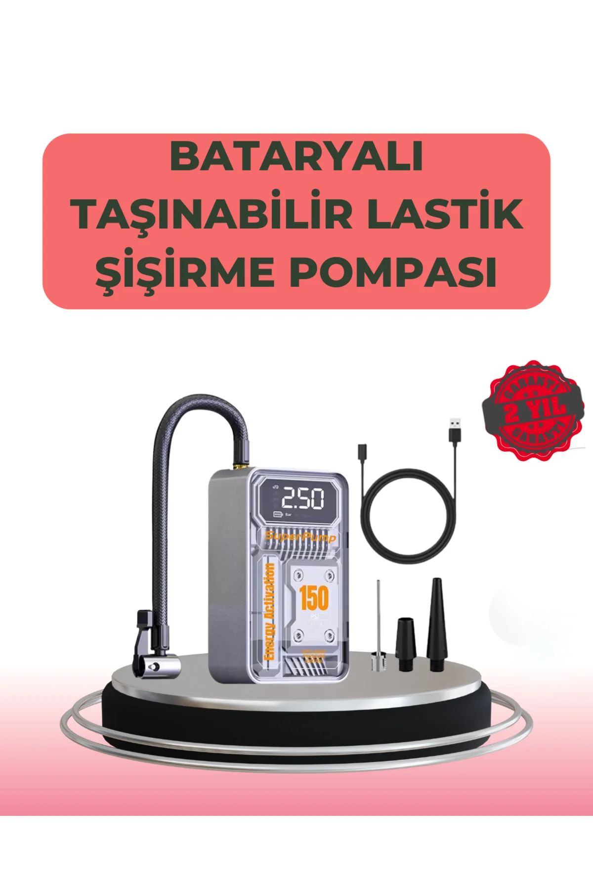 Çok Fonksiyonlu Araç, Bisiklet, Top Uyumlu Elektrikli Hava Pompas