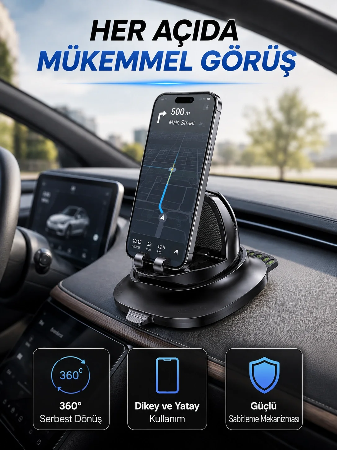 Çok Fonksiyonlu Araç İçi Telefon Tutucu Gizlenebilir Telefon Numarası Özellikli Stand