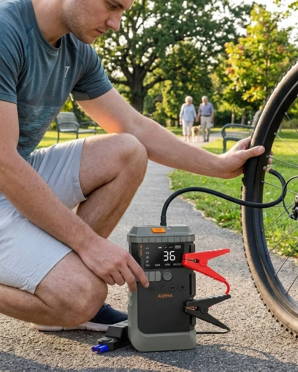 Çok Fonksiyonlu Araç Lastik Pompası, Akü Takviye ve Powerbank ile 7/24 Güvenlik
