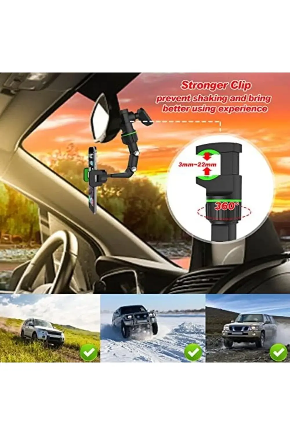 Çok fonksiyonlu dikiz aynası telefon tutucu, kolay kurulum, cep t