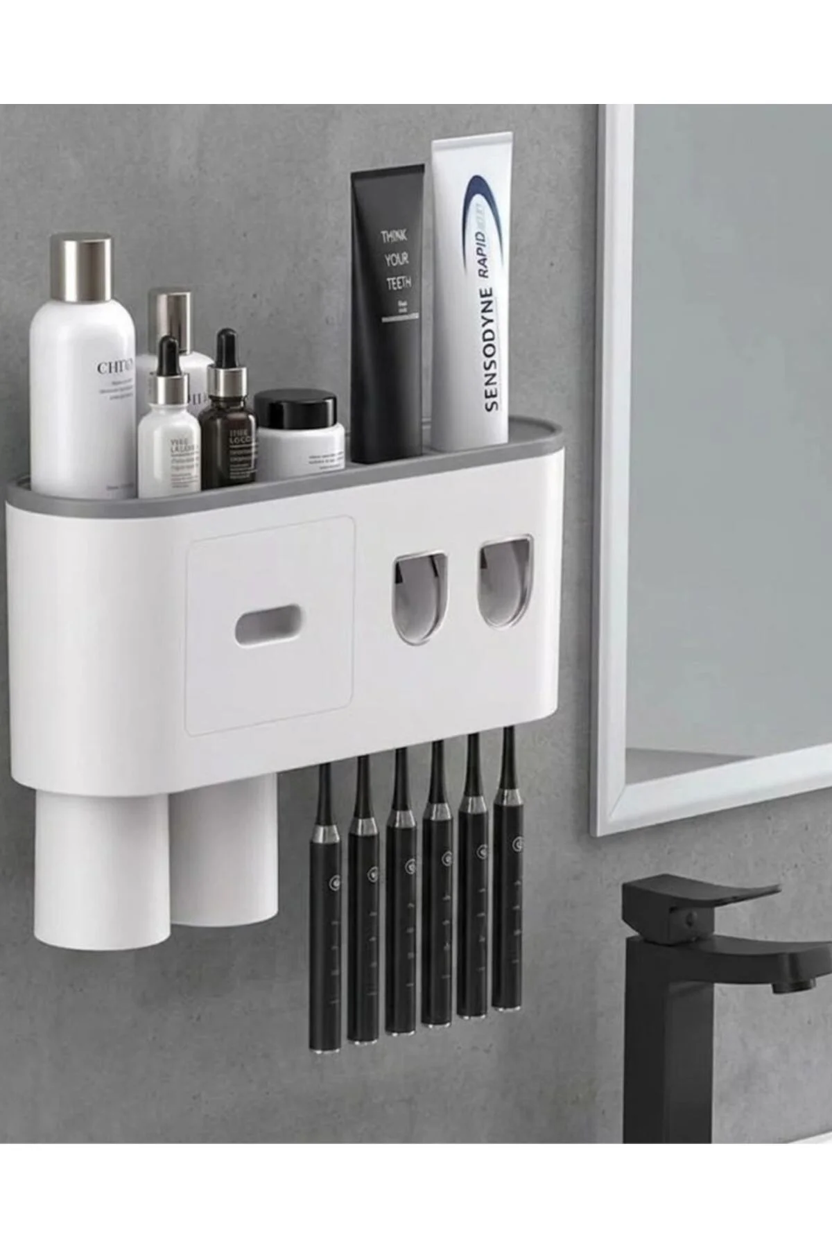 Çok Fonksiyonlu Diş Fırçası Tutucu Otomatik Dispenser Bardaklı Or