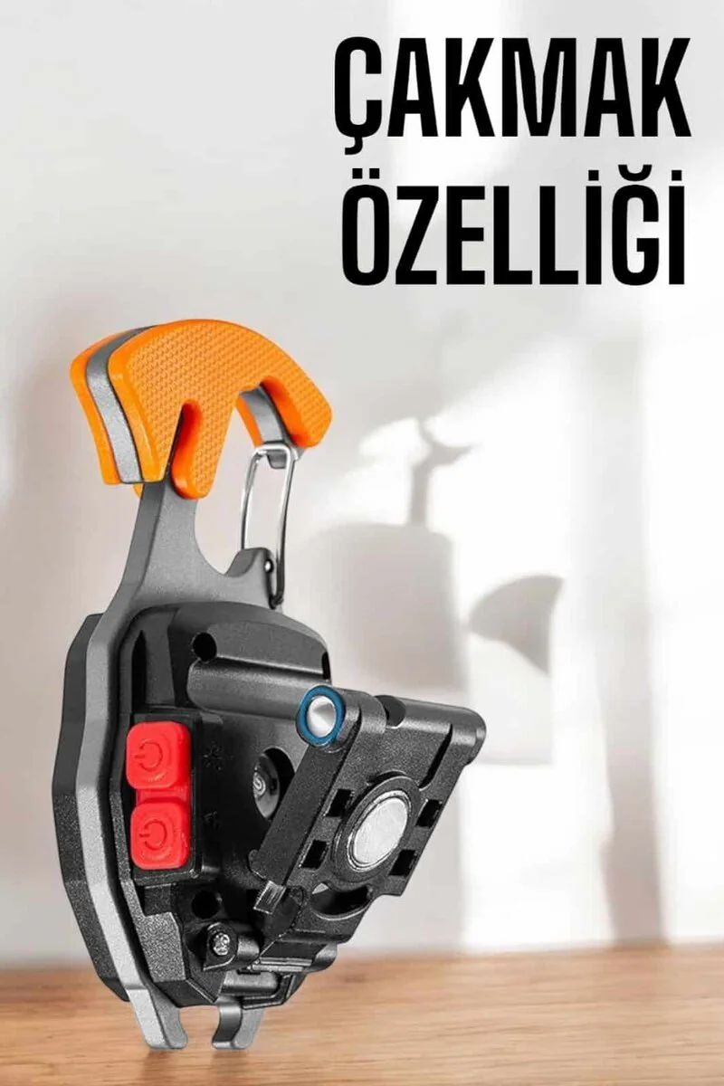 Çok Fonksiyonlu Kamp Feneri Anahtarlık - USB Şarjlı, Çakmaklı, Cam Kırıcı, Kemer Kesici, Açacak