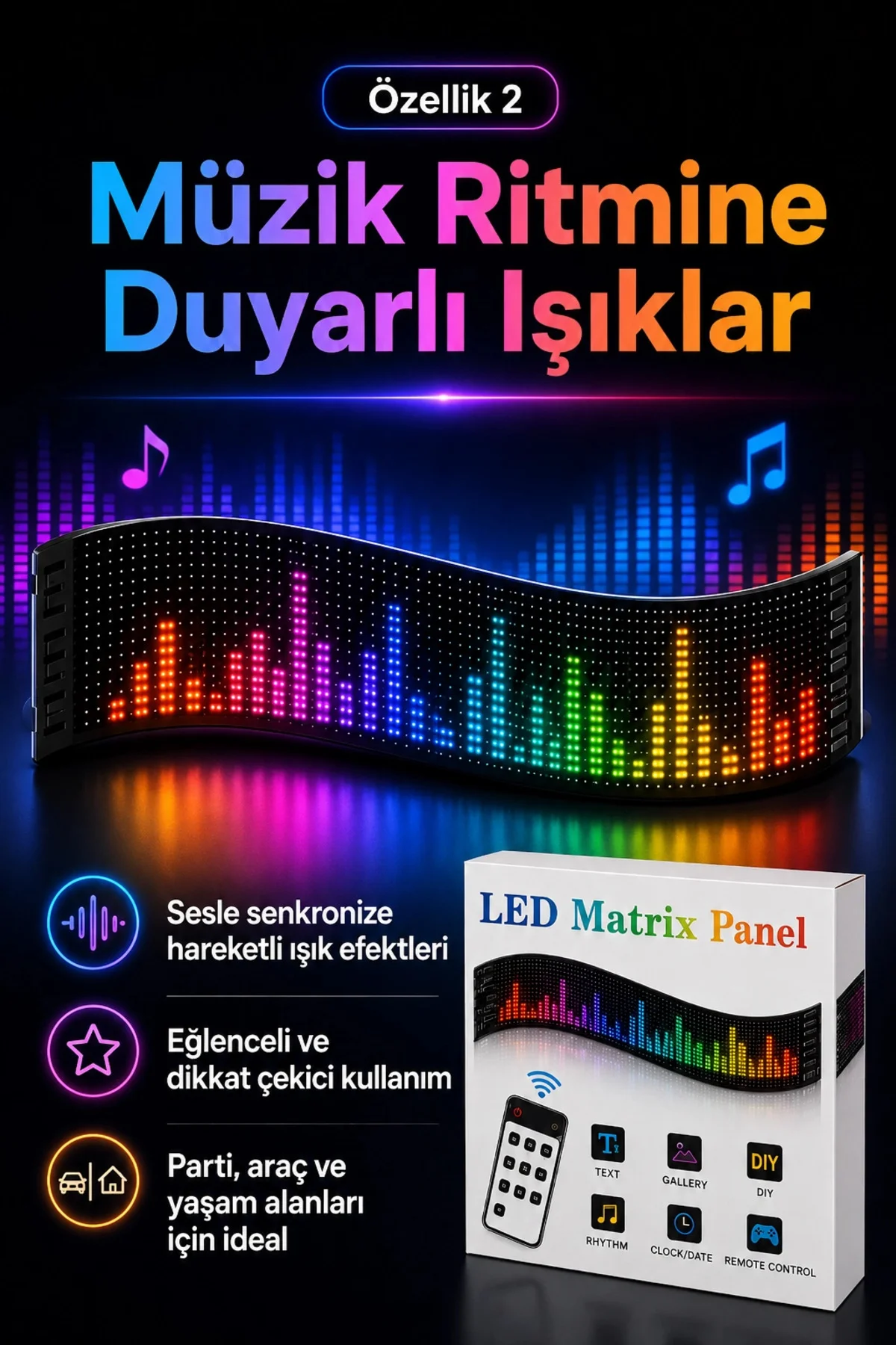 Çok Fonksiyonlu LED Matrix Panel Kayan Yazı Tabelası Saat Tarih V