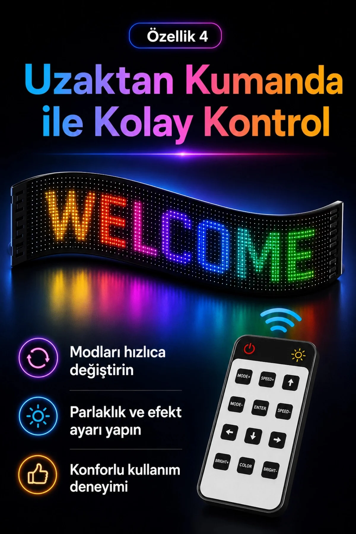 Çok Fonksiyonlu LED Matrix Panel Kayan Yazı Tabelası Saat Tarih V