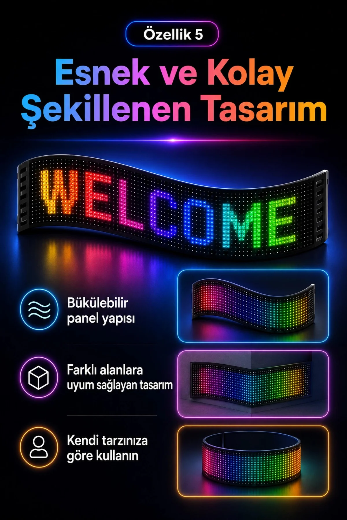 Çok Fonksiyonlu LED Matrix Panel Kayan Yazı Tabelası Saat Tarih V