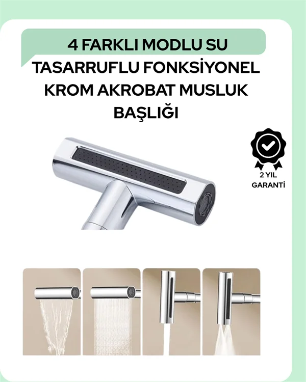 Çok Fonksiyonlu Musluk Başlığı | 4 Su Modu | Geniş Uyumlu Adaptör Seti | Mutfak ve Banyo Uyumlu Fiyatı, Yorumları ve Özellikleri