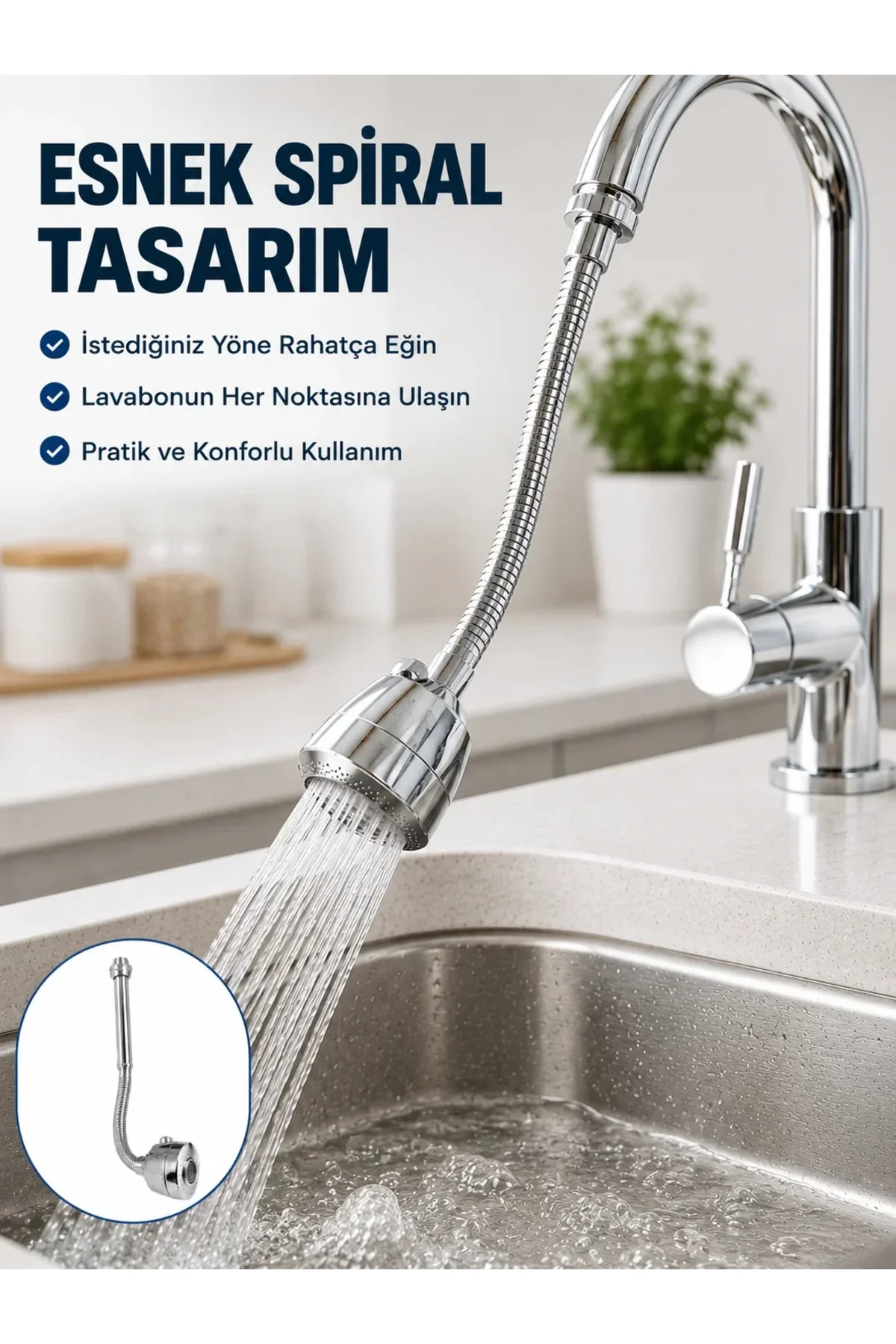 Çok Fonksiyonlu Musluk Uzatma Aparatı 360° Hareketli Krom Musluk Başlığı Çok Fonksiyonlu Musluk Uzatma Aparatı 360° Hareketli Krom Musluk Başlığı