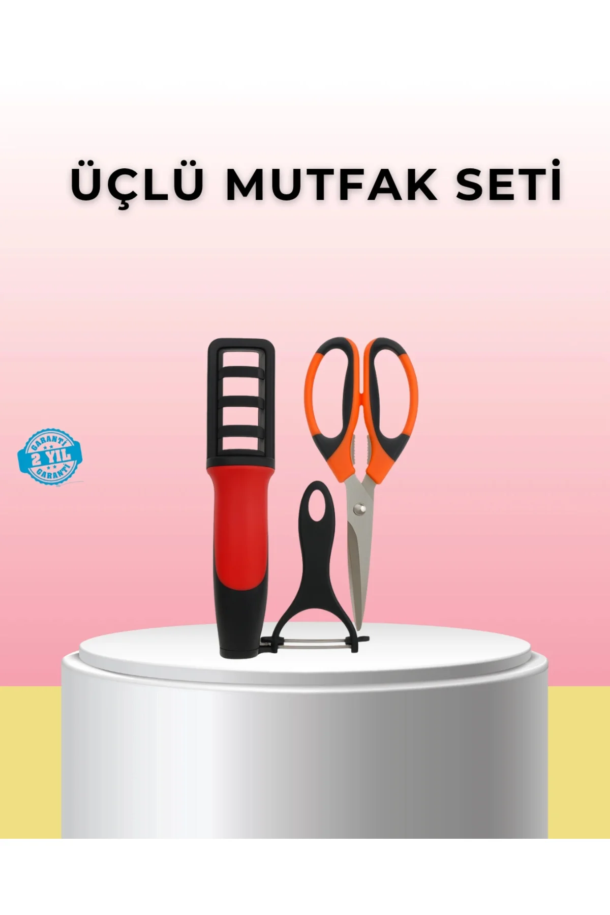 Çok Fonksiyonlu Mutfak Makas Seti – Makas, Bileyici ve Soyacak Da