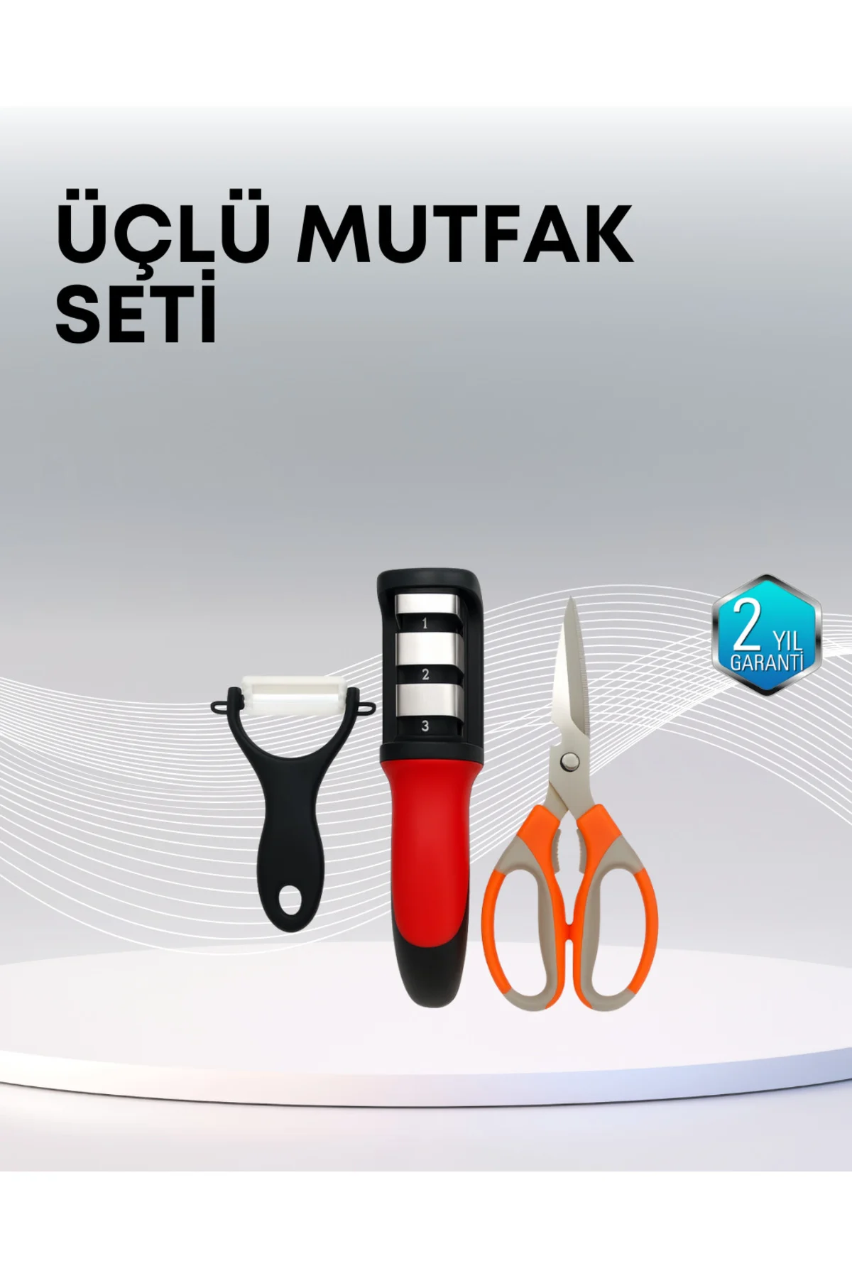 Çok Fonksiyonlu Mutfak Makas Seti – 3 Makas, Bileyici ve Soyacak 