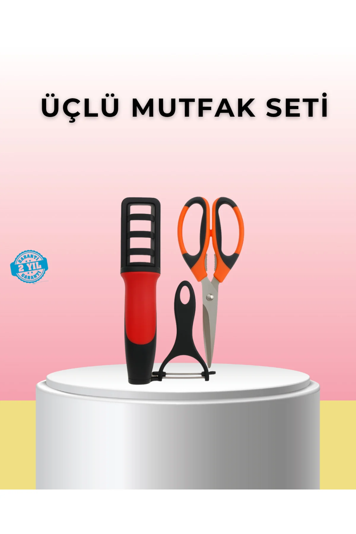 Çok Fonksiyonlu Mutfak Makas Seti – Makas, Bileyici ve Soyacak Da