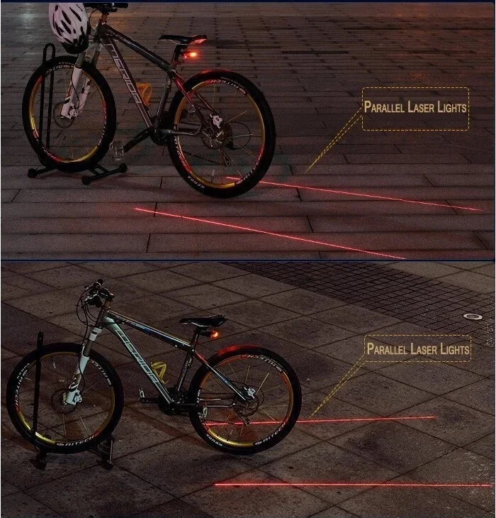Çok Fonksiyonlu Pilli Bisiklet Led Lazer Işığı Arka Stop Lambası Çok Fonksiyonlu Pilli Bisiklet Led Lazer Işığı Arka Stop Lambası