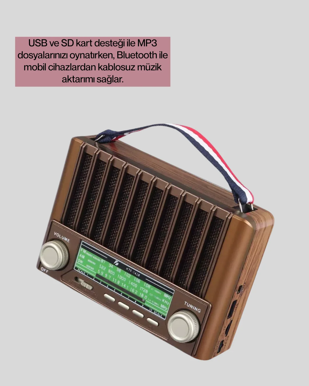 Çok Fonksiyonlu Solar Radyo Bluetooth USB SD Kartlı Taşınabilir H