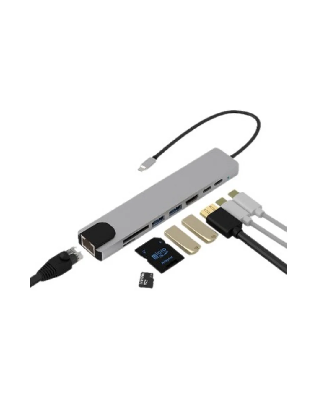Çok Fonksiyonlu Type C Hub USB HDMI Ethernet Kart Okuyucu