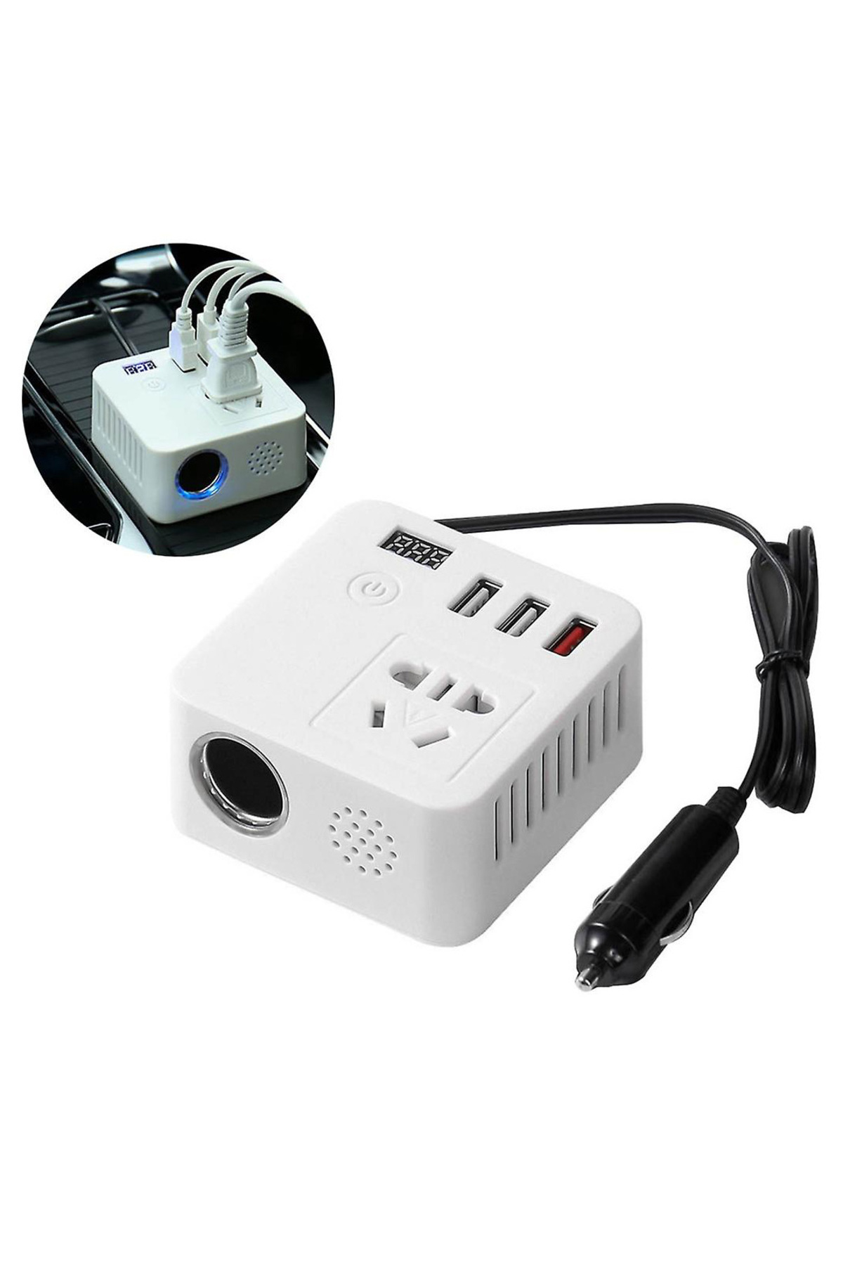 Çok Fonksiyonlu Usb Araç Invertörü 12v/24v 220v Güç Dönüştürücü ( Çok Fonksiyonlu Usb Araç Invertörü 12v/24v 220v Güç Dönüştürücü (