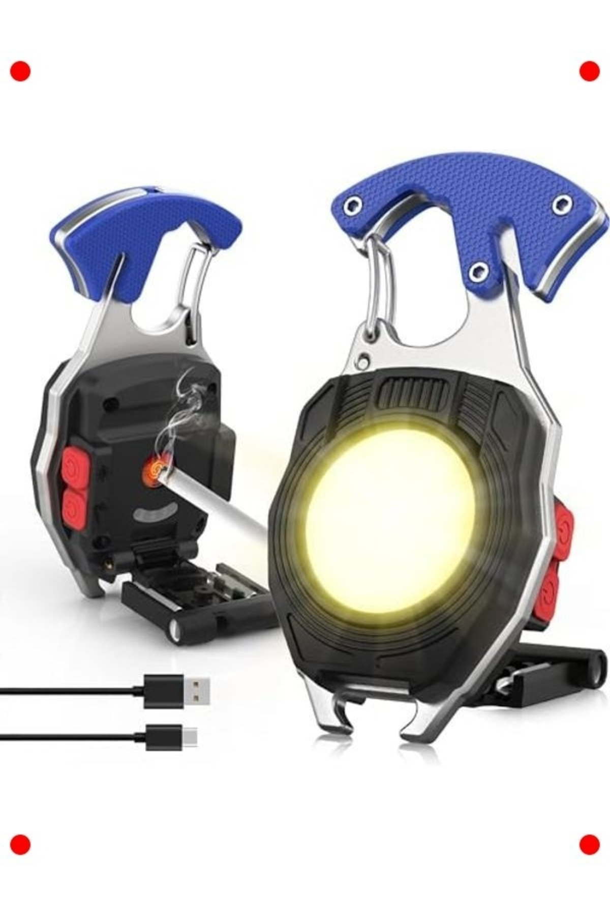 Çok Fonksiyonlu USB Şarjlı ni COB Anahtarlık Feneri