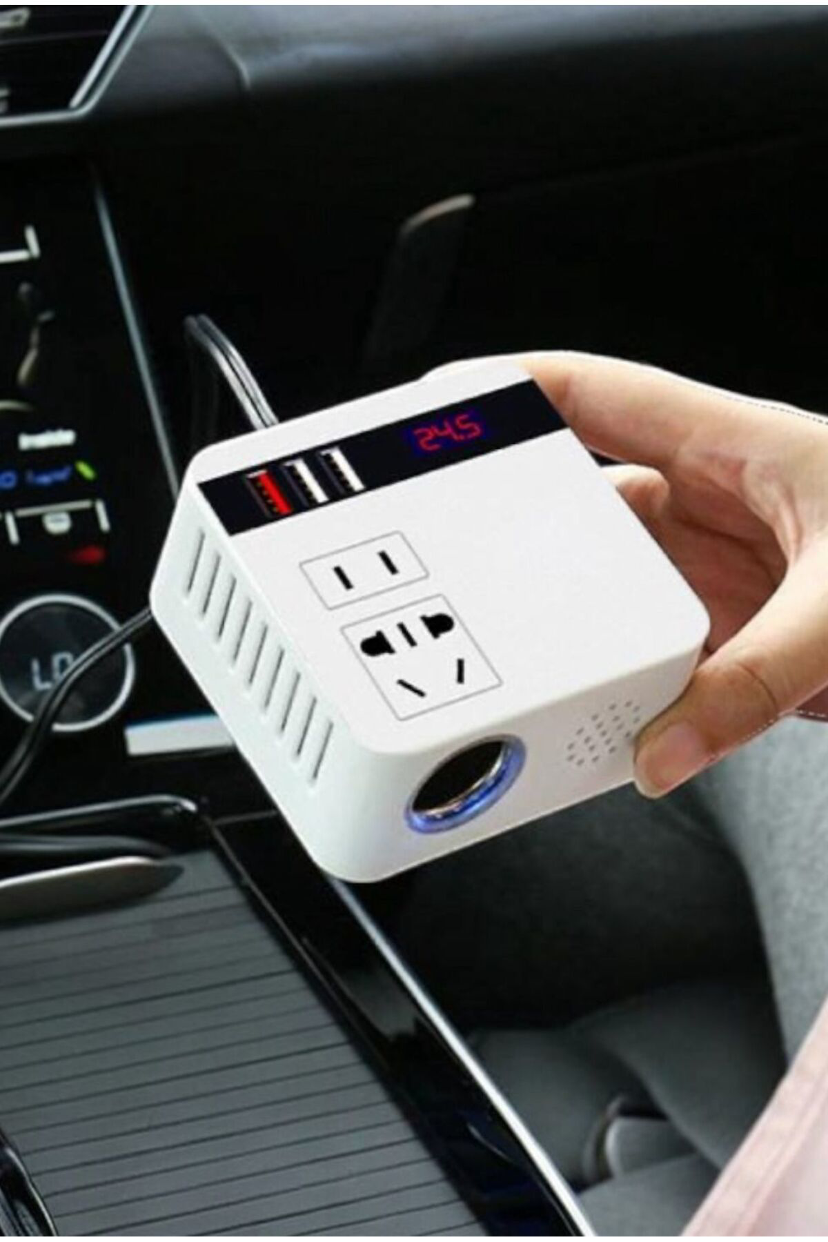 Çok Fonksiyonlu USB Araç İnvertörü 12V/24V – 220V Güç Dönüştürücü Çok Fonksiyonlu USB Araç İnvertörü 12V/24V – 220V Güç Dönüştürücü
