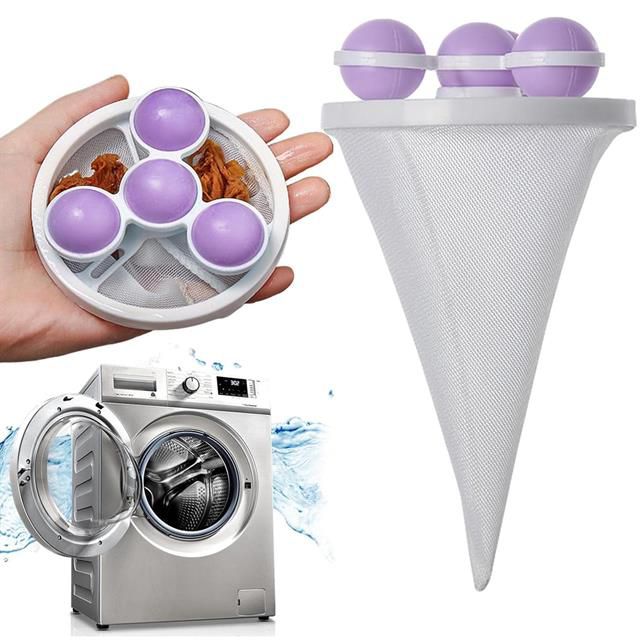 Çok Fonksiyonlu Çamaşır Makinesi İçin Yıkanabilir Mor Toz Tüy Top