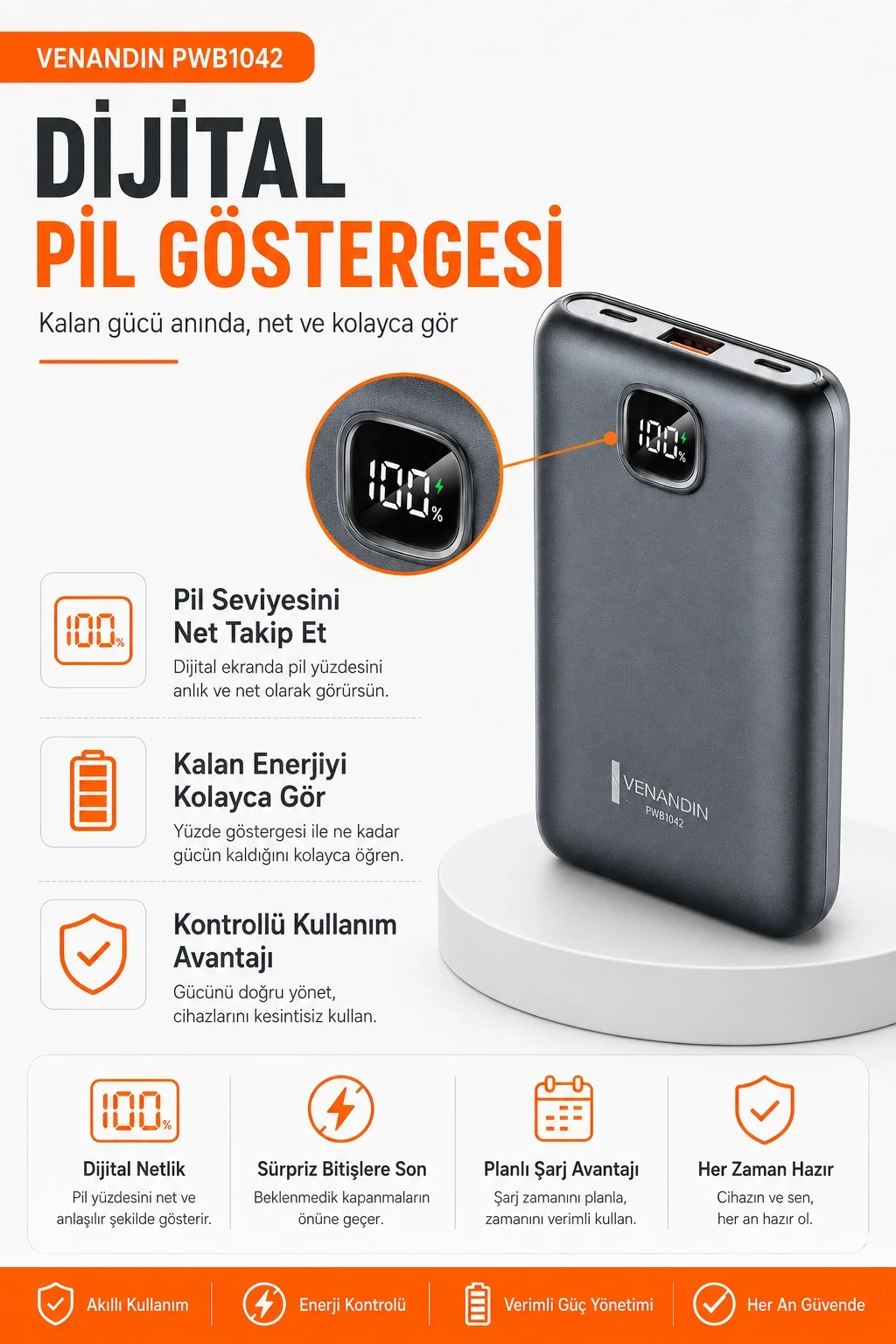Çok Girişli 10000 mAh Powerbank 22.5W Hızlı Şarj Destekli Mobil Batarya