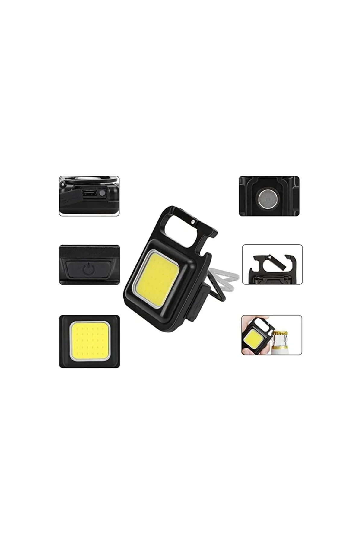 Çok Işlevli Şarj Edilebilir Mini LED Anahtarlık El Feneri